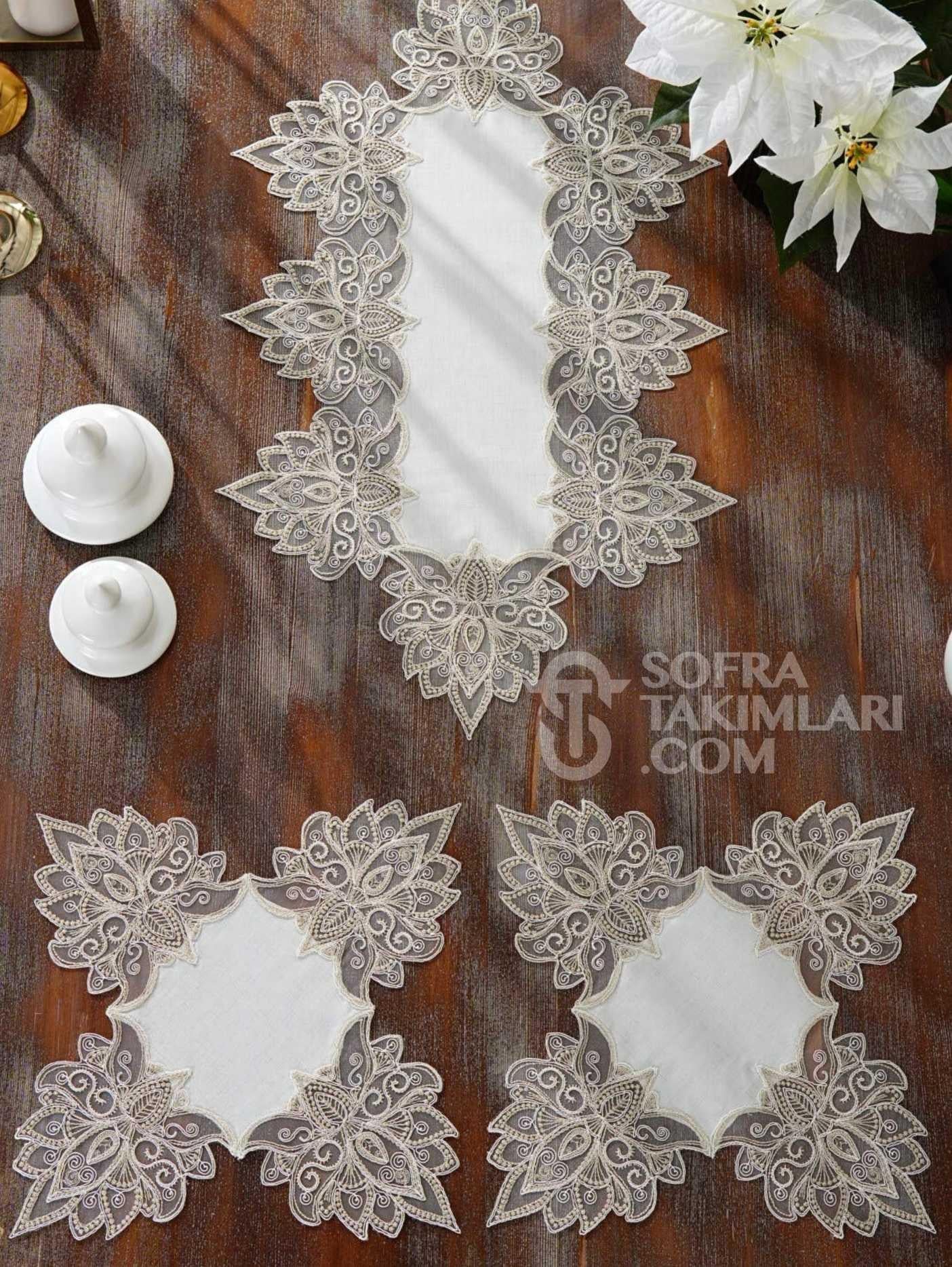 Anka Model Yatak Odası Takımı Gardenya Kumaş Kırık Beyaz