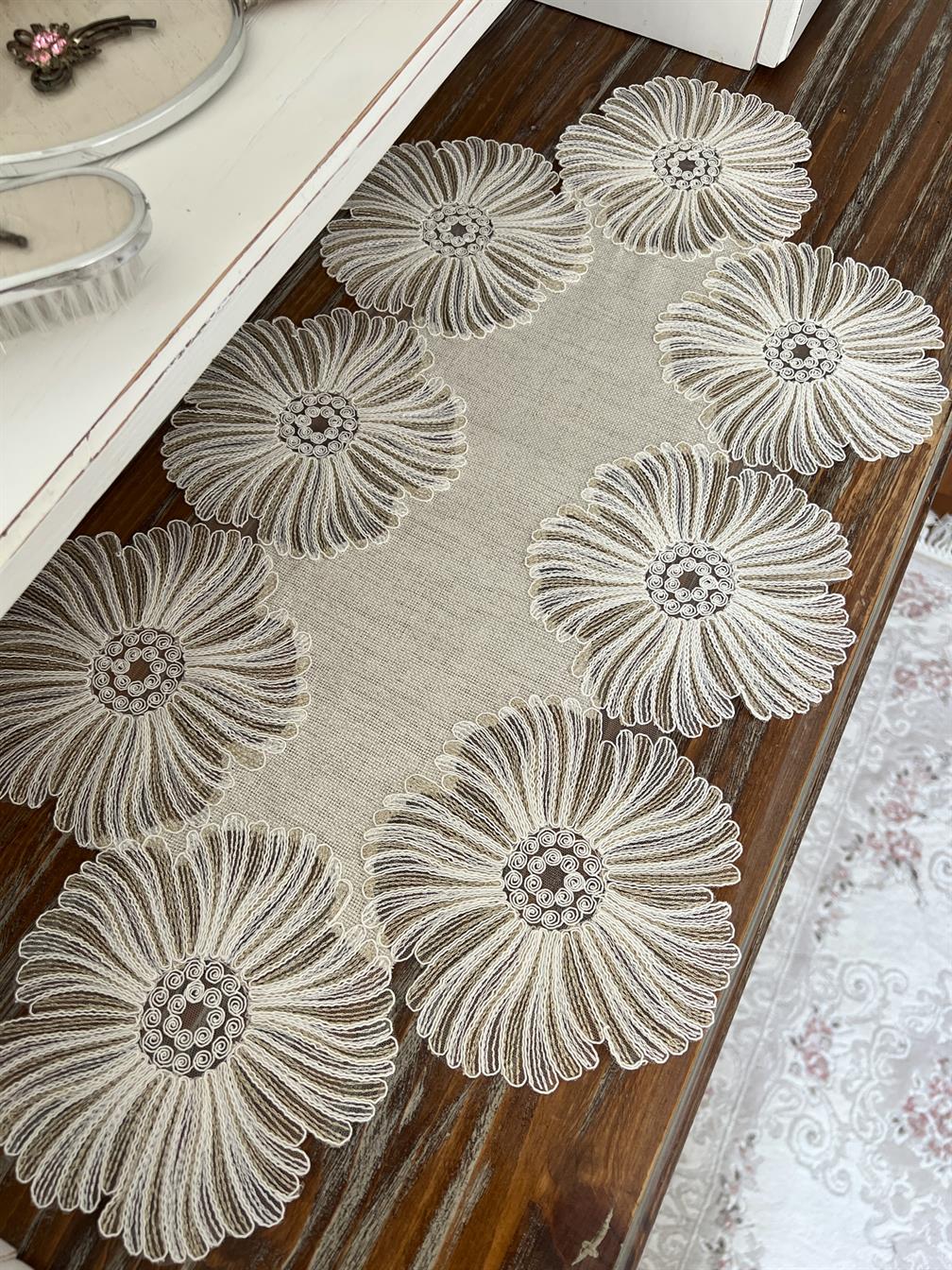 Delina Model Yatak Odası Takımı Linen Kumaş Taş Rengi