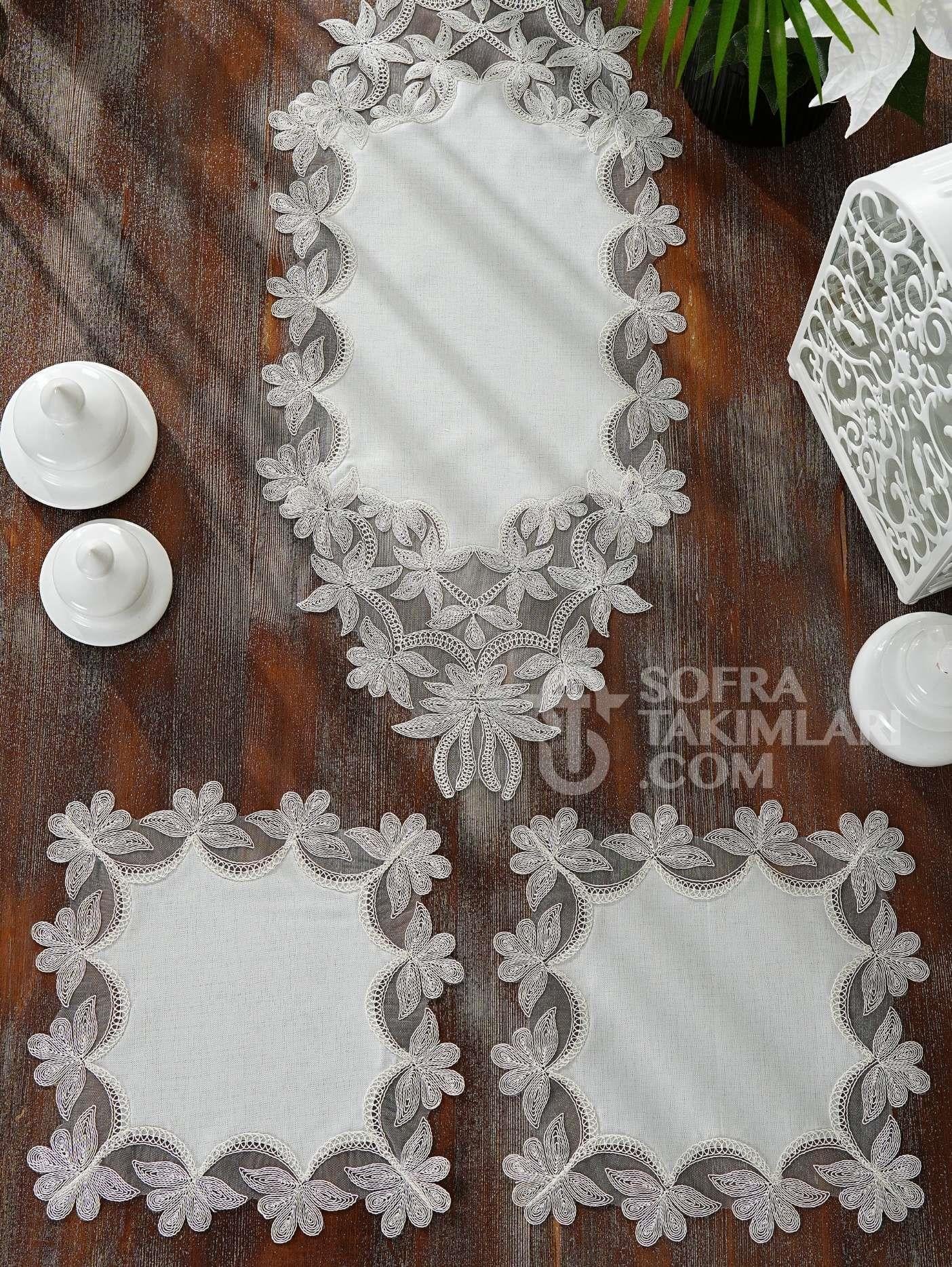 Dina Model Yatak Odası Takımı Gardenya Keten Kumaş Kırık Beyaz Rengi CS