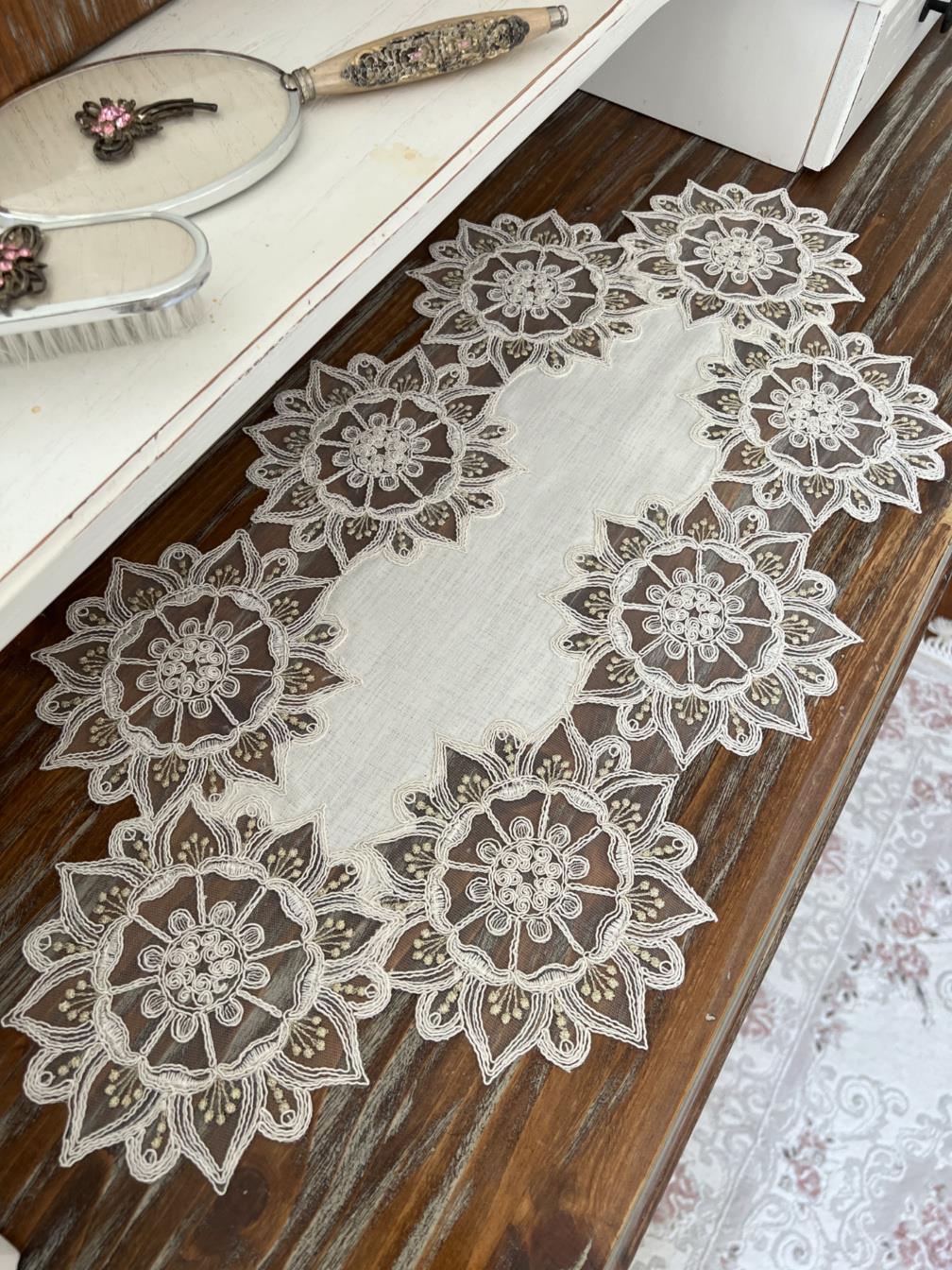 Güneş Model Yatak Odası Takımı Gardenya Keten Kumaş Kırık Beyaz Rengi