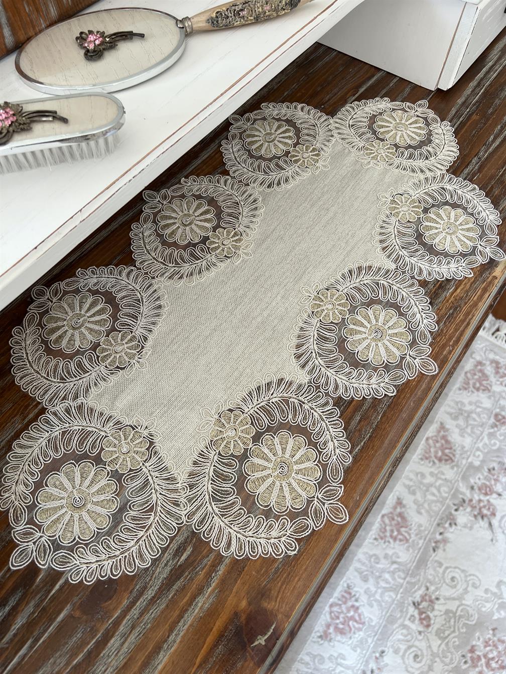 Helen Model Yatak Odası Takımı Linen Kumaş Taş Rengi