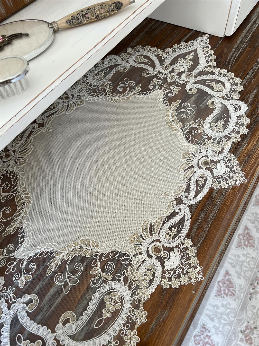 Lavanta Luna Model Yatak Odası Takımı Linen Kumaş Taş Renk