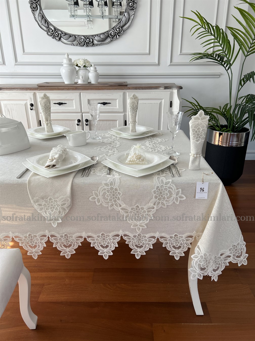 Menekşe Lüx Model 26 Parça Set Taş Renk Kumaş