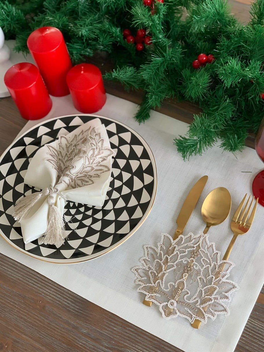 Pera Model  Peçeteli Amerikan Servisi - Kırıkbeyaz