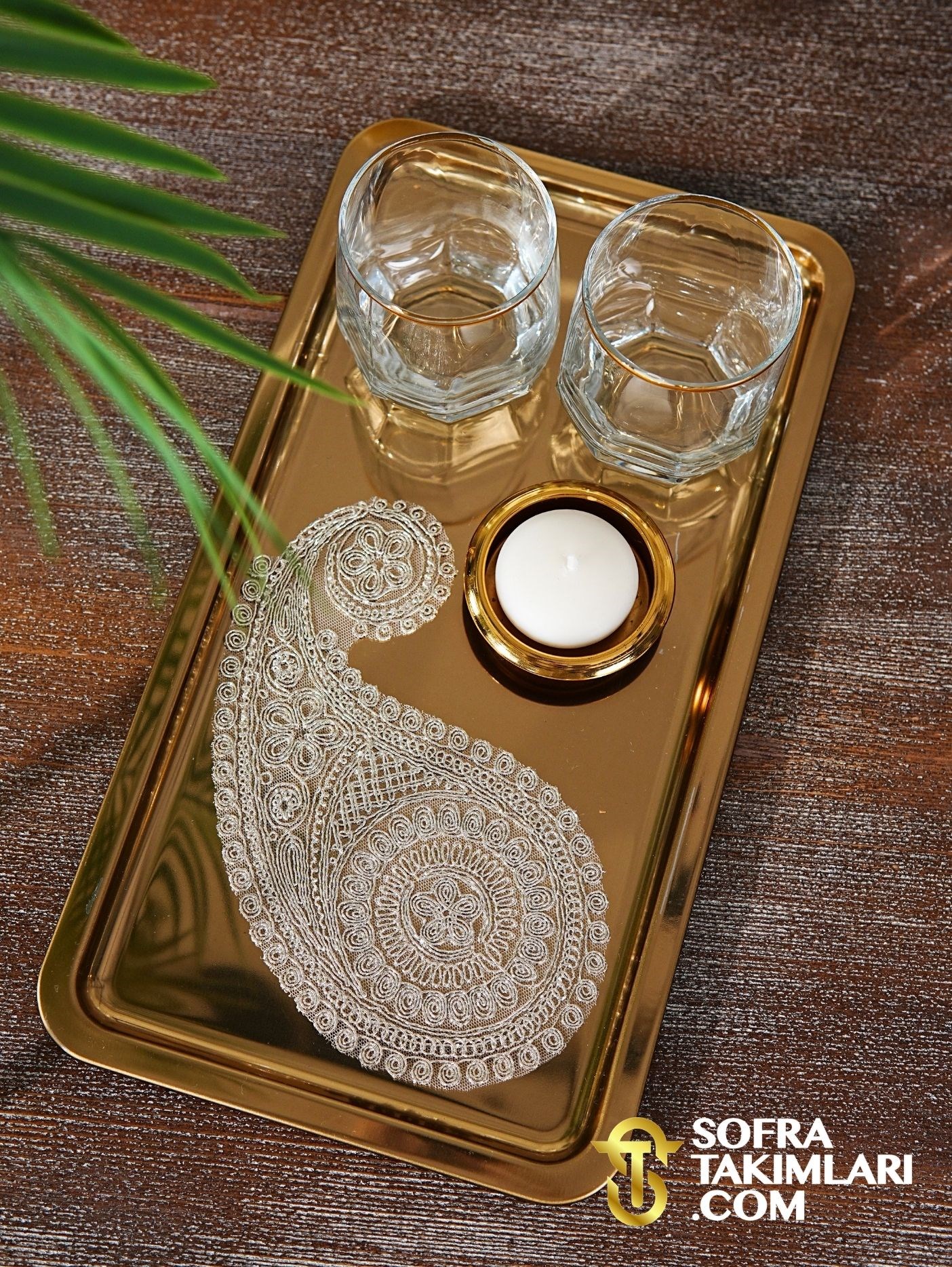 Salkım Model Platin Kokteyl Peçetesi - 6'lı Set