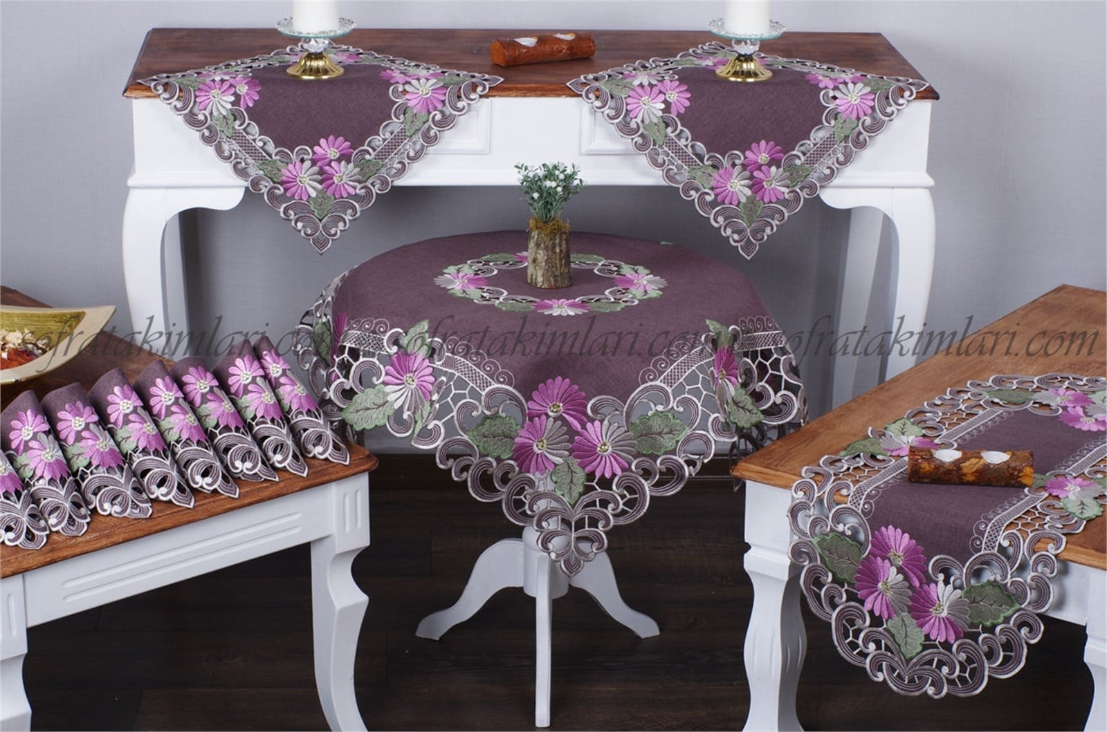 Salon Takımı 16 Parça - Kesme Dantel Model 1