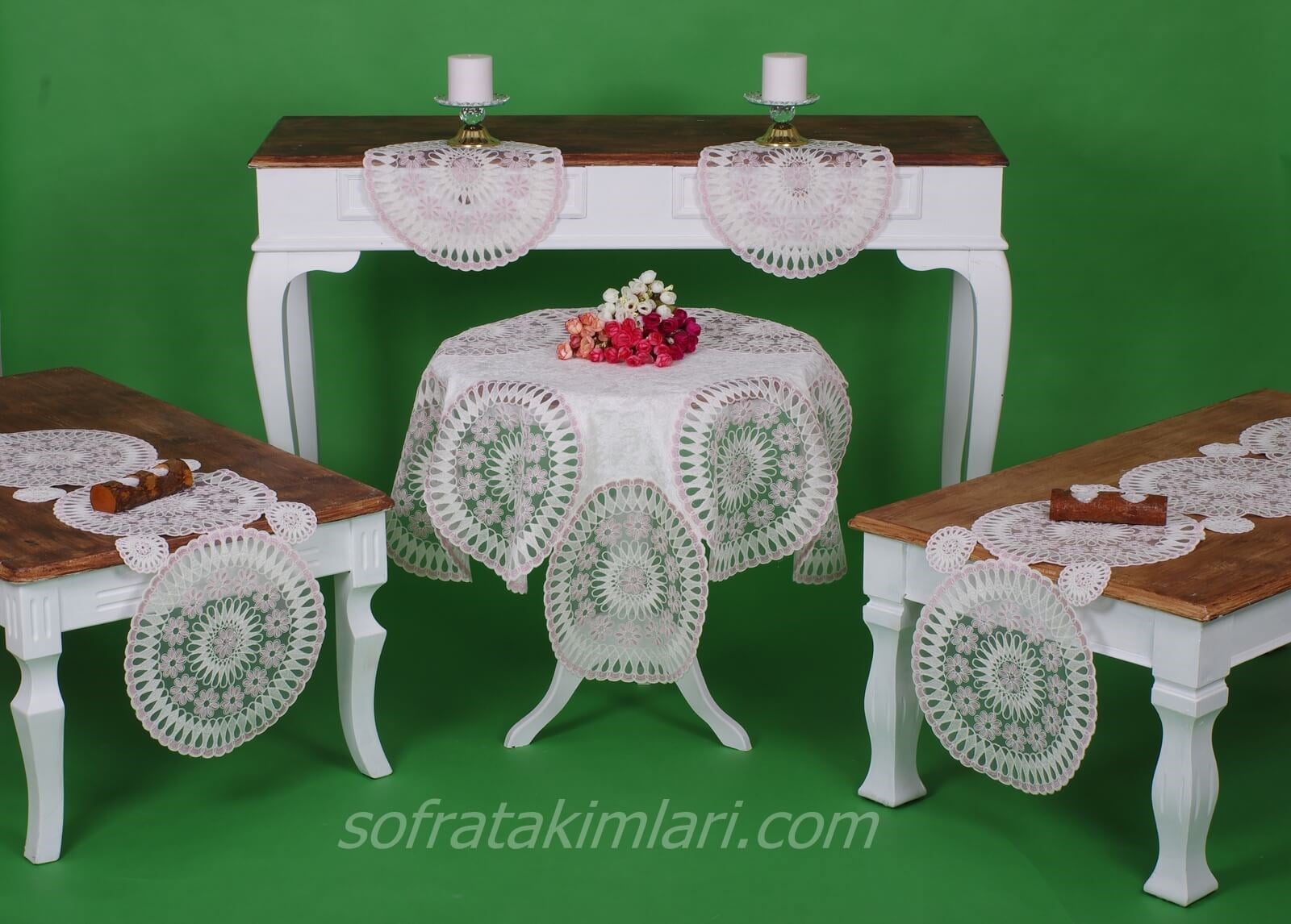 Salon Takımı 5 Parça Anglez - Pudra
