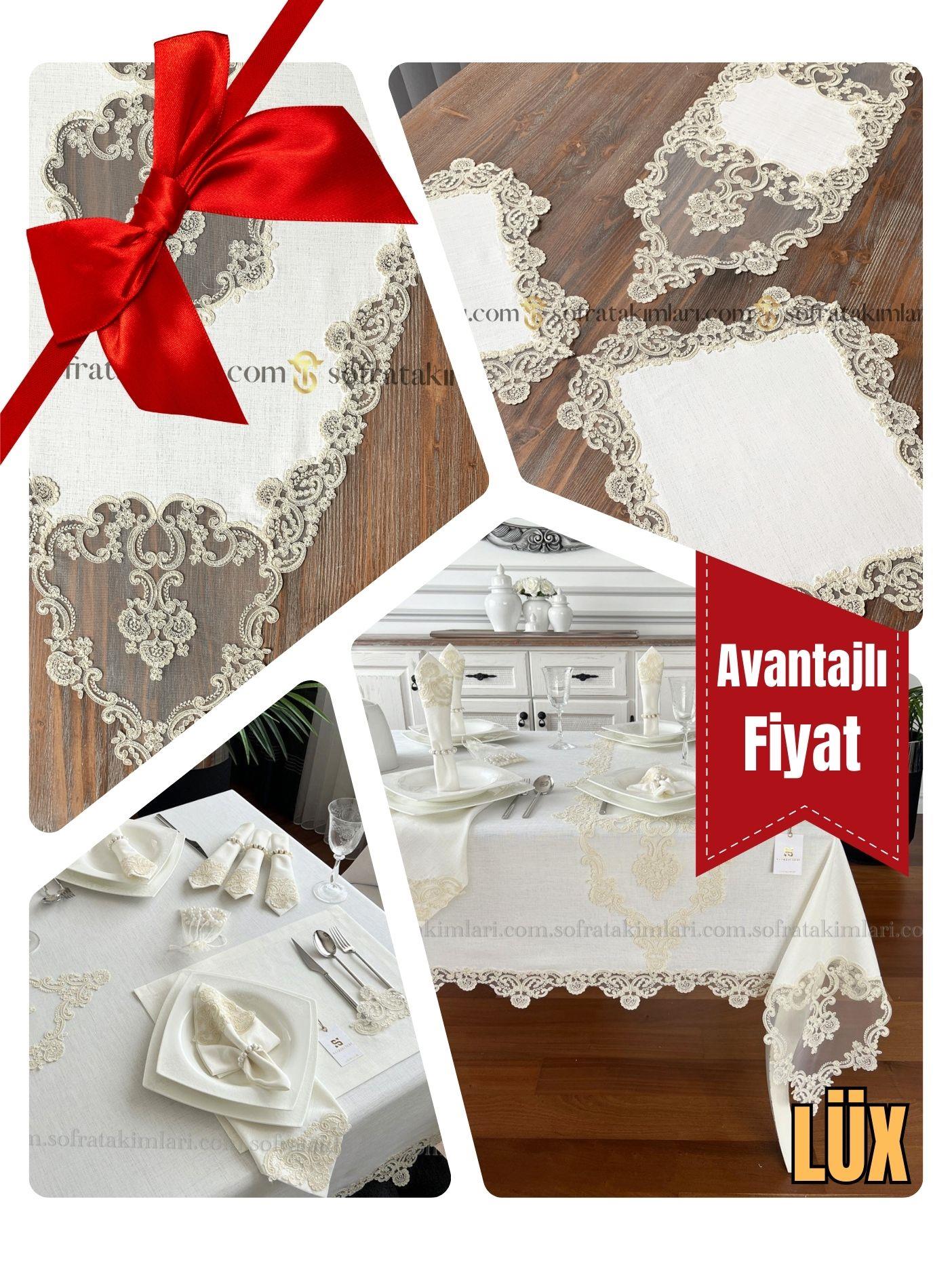 Vintage Model Lüx Avantajlı Çeyiz Seti - Kırık Beyaz Renk