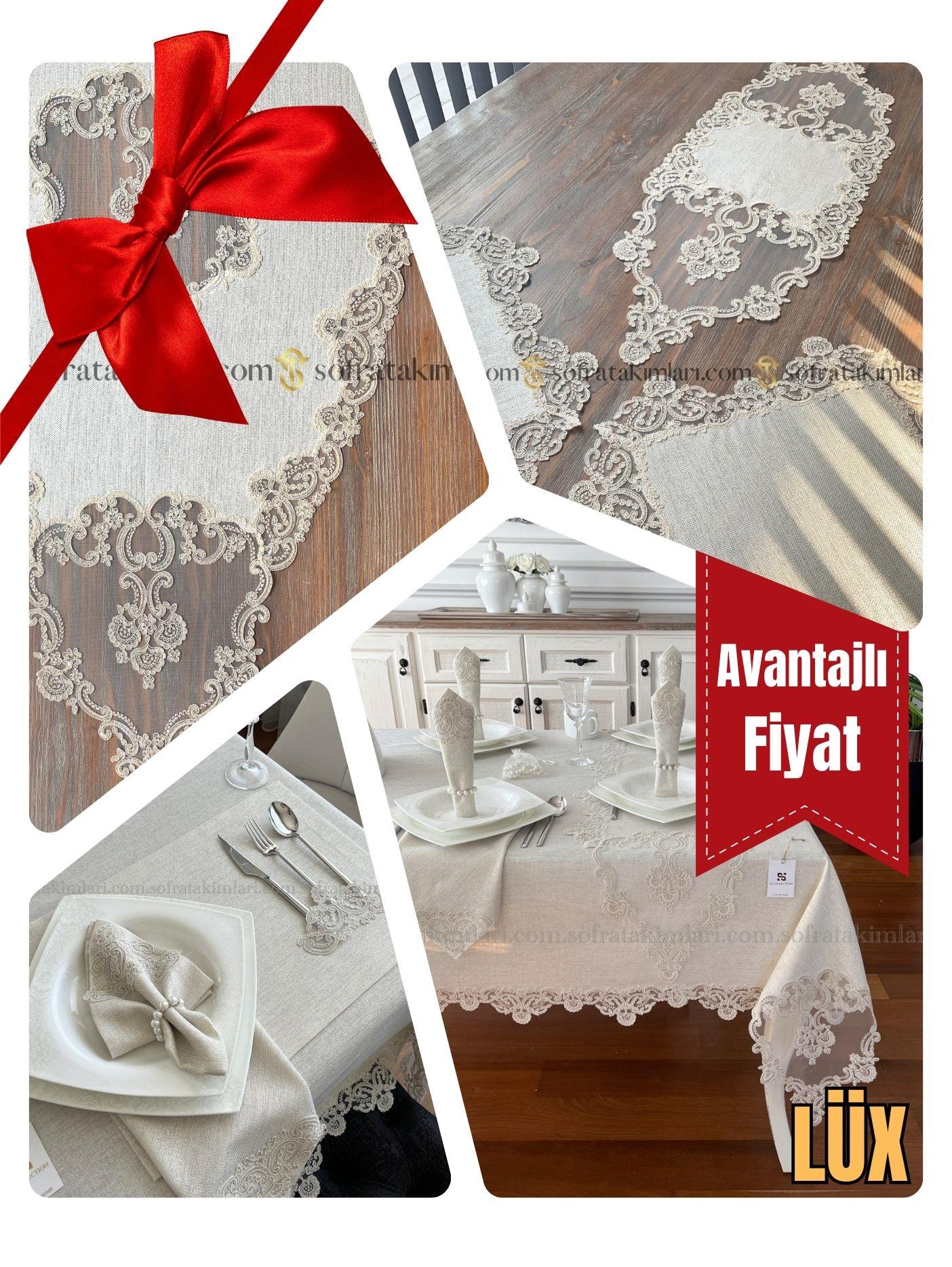 Vintage Model Lüx Avantajlı Çeyiz Seti - Işıltılı Taş Rengi