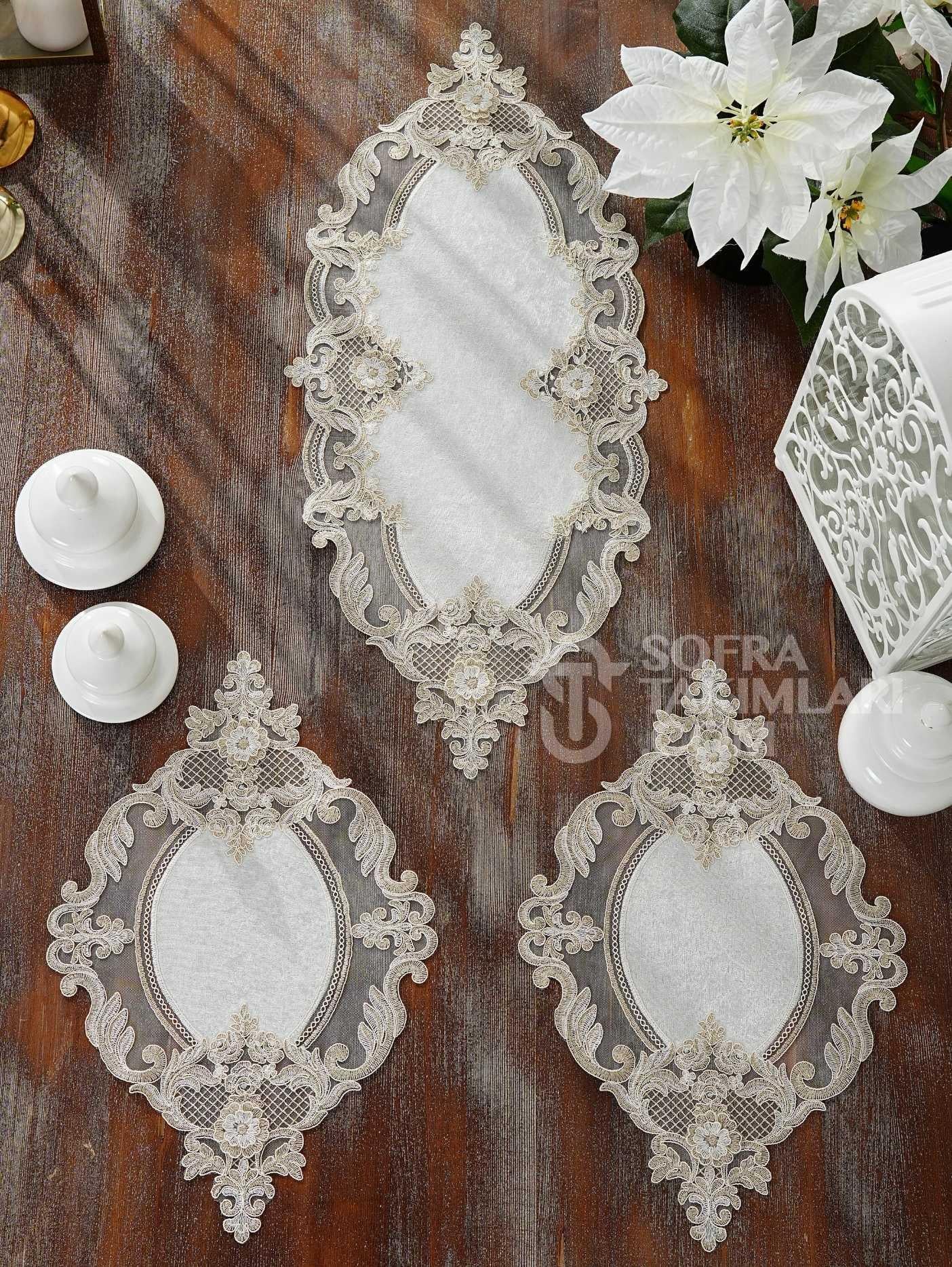 Yatak Odası Takımı Victoria Model Kırıkbeyaz Kadife