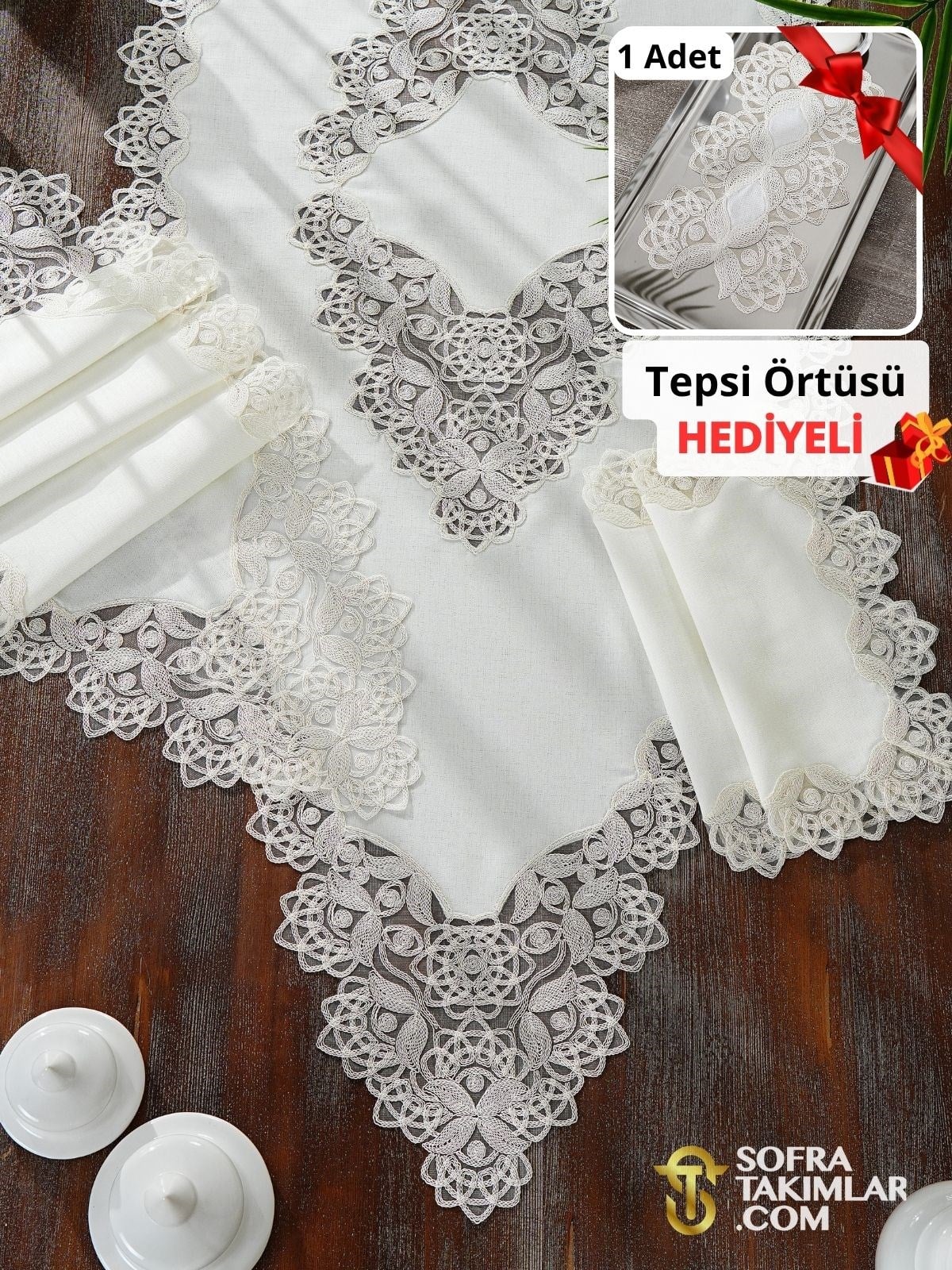 Yazgülü Model 5 Parça Salon Örtü Takımı