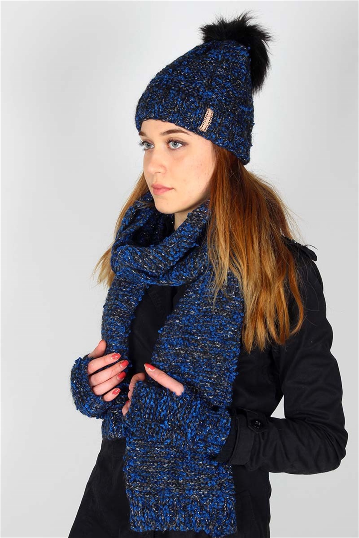 Calandra  Exclusive Serisi Bayan Atkı Bere Seti 3079 - Lacivert