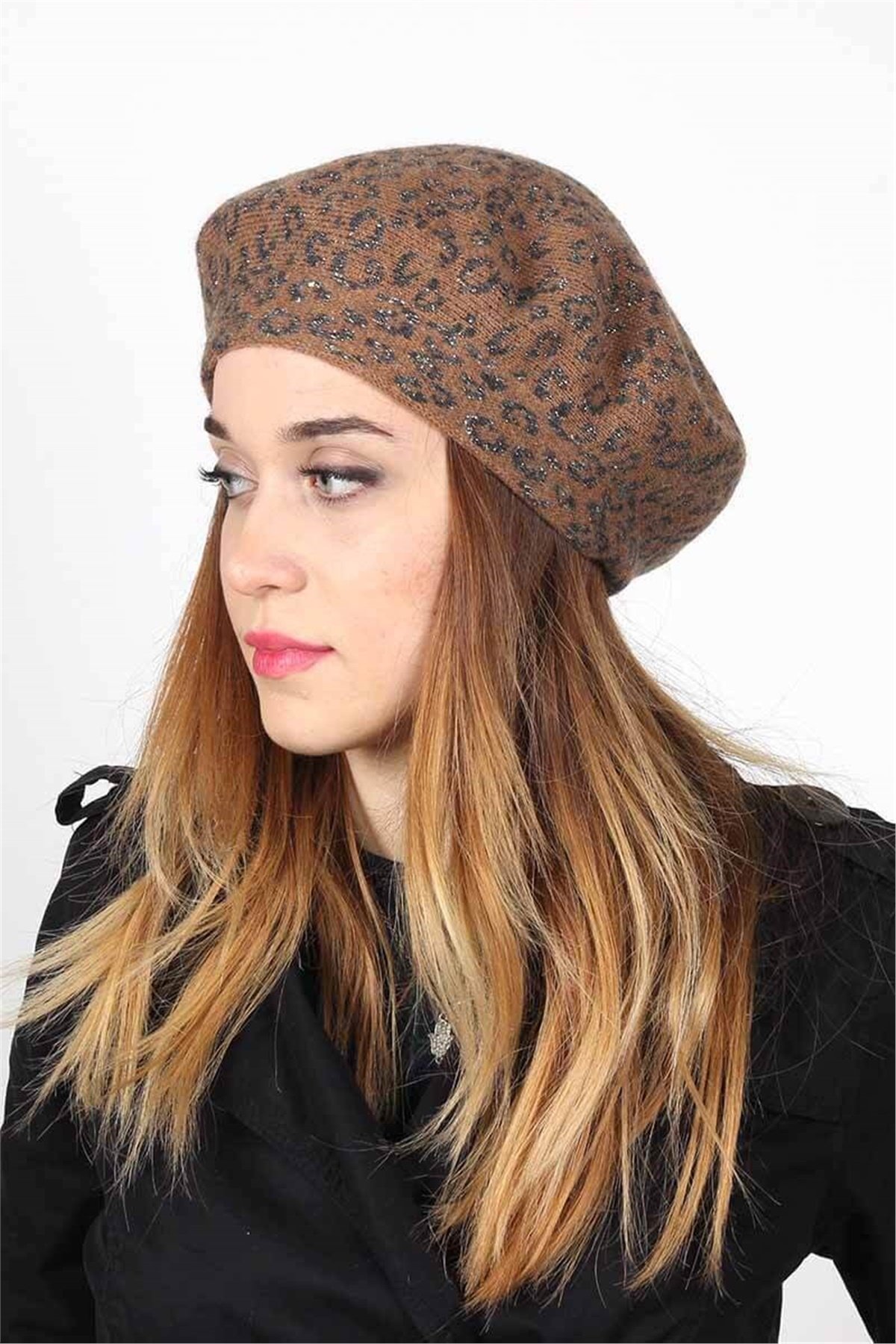  Leopar Desenli Kadın Ressam Bere 20431 - Kahve