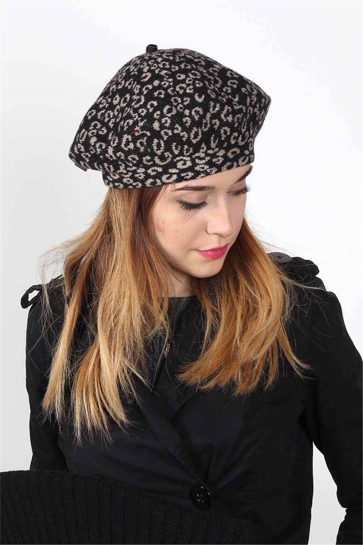  Leopar Desenli Siyah Kadın Ressam Bere 20431 