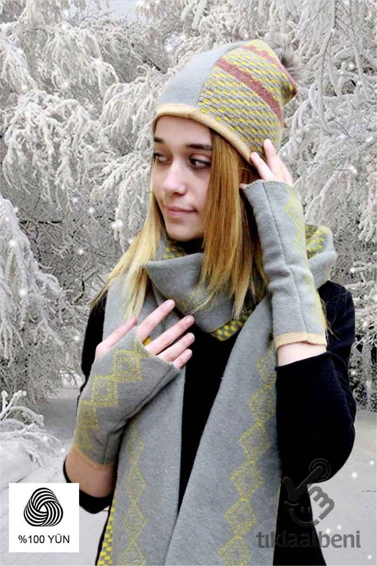 Fonem Julia Yün Atkı Bere Eldiven Takım - 13066