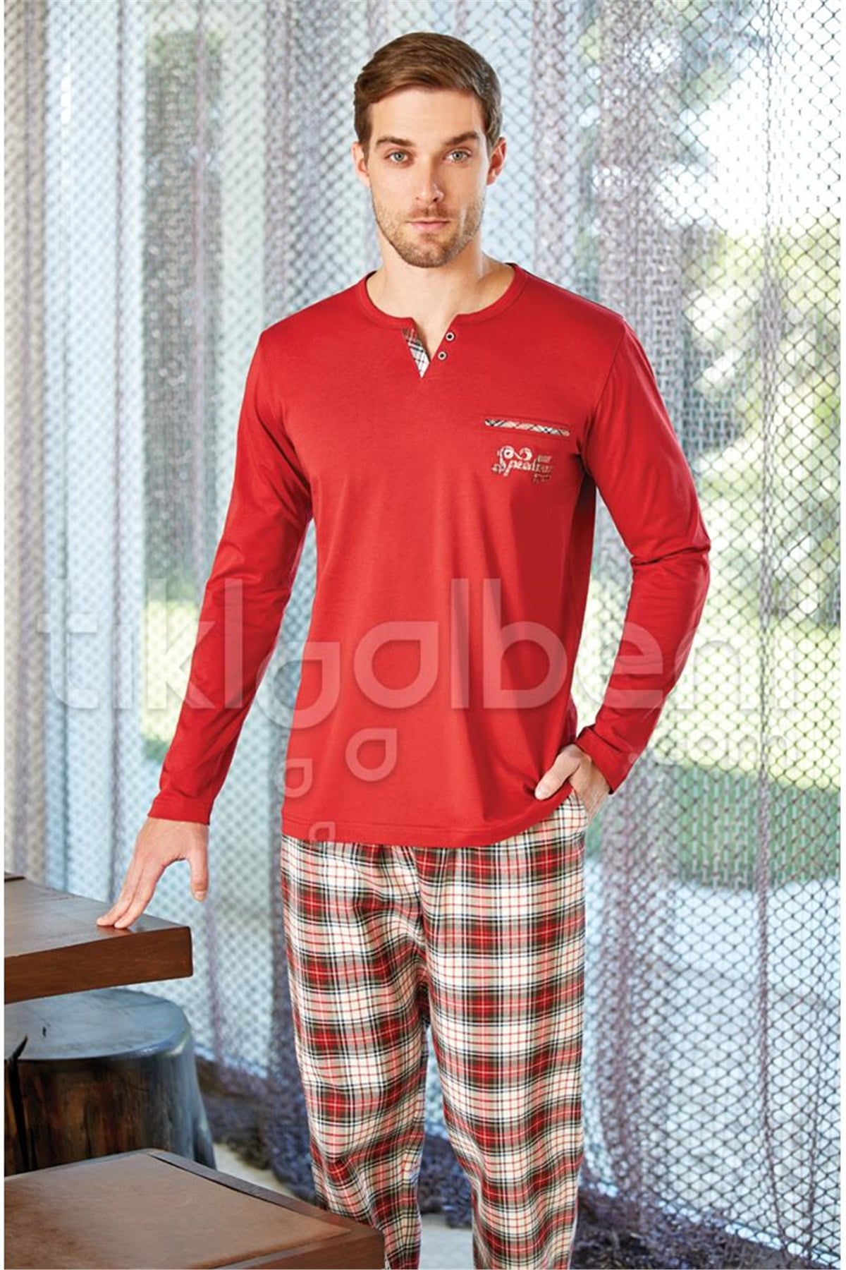 Eros ESE 2002 O Patlı Ekose Pijama Takımı