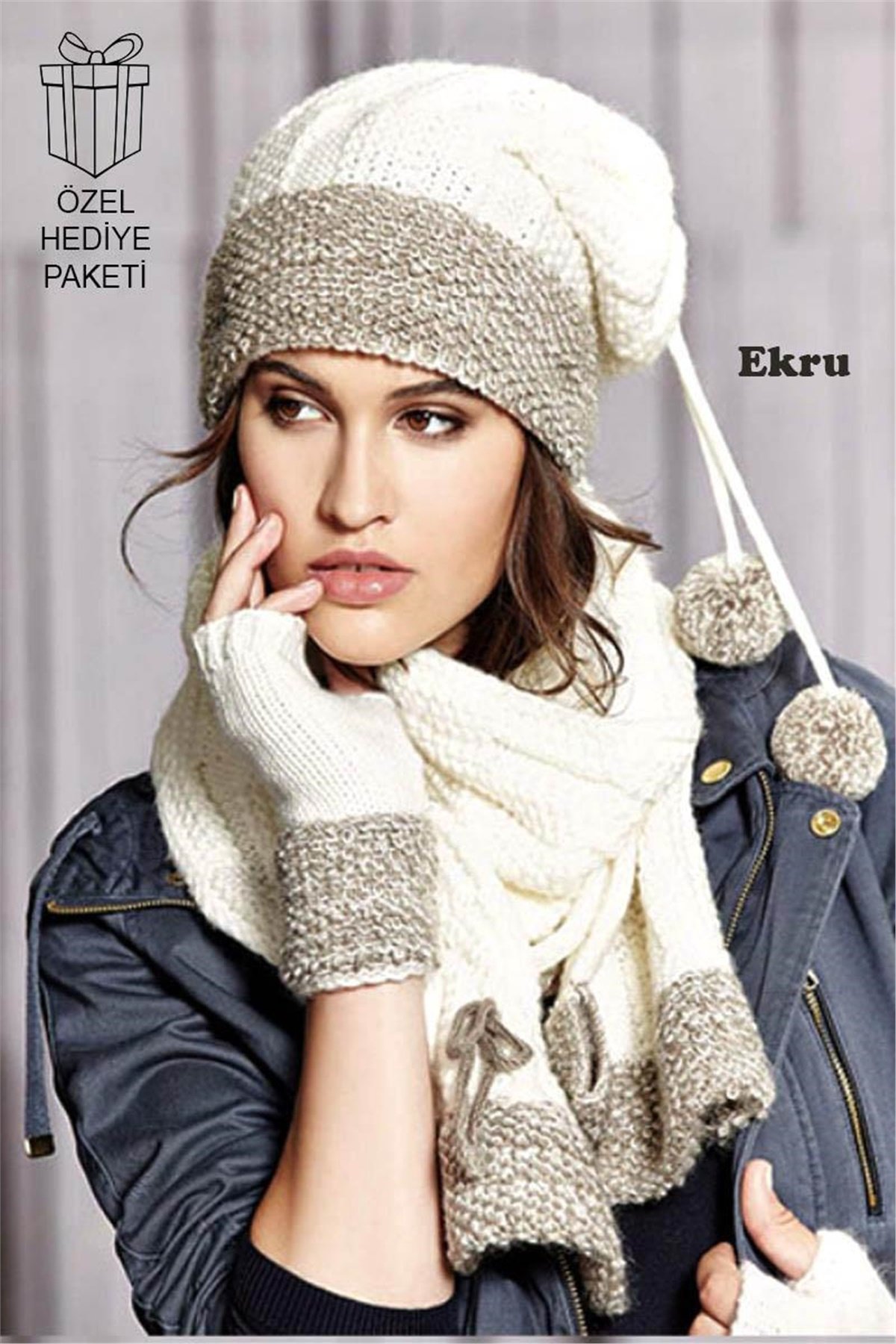 İstanbul 606 Bayan Atkı Bere Eldiven 3'lü Set