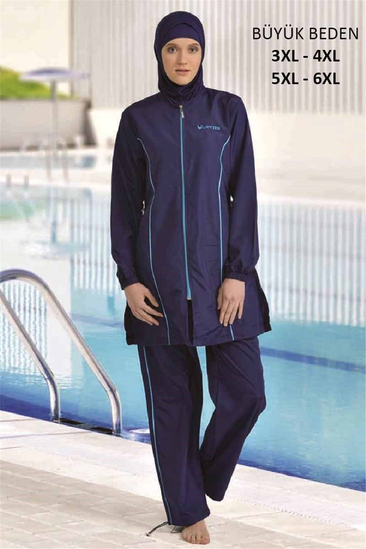 Büyük Beden Tam Tesettür Mayo  241170 - Lacivert