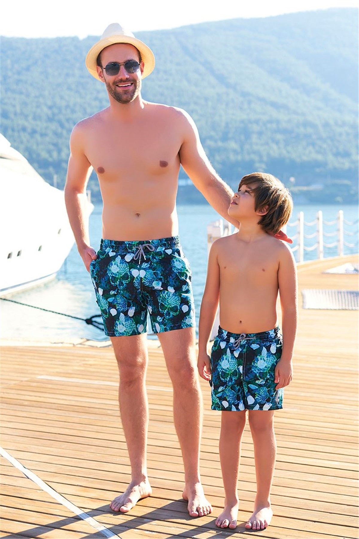 Adias Deniz Şortu Takımı, Baba Oğul Şort Kombini  G599-1103