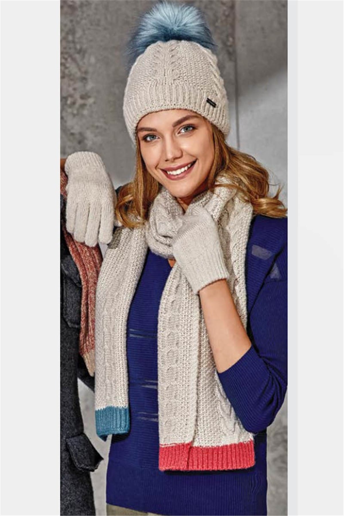 Angel Atkı Bere Eldiven Takımı FO-3071 Bej