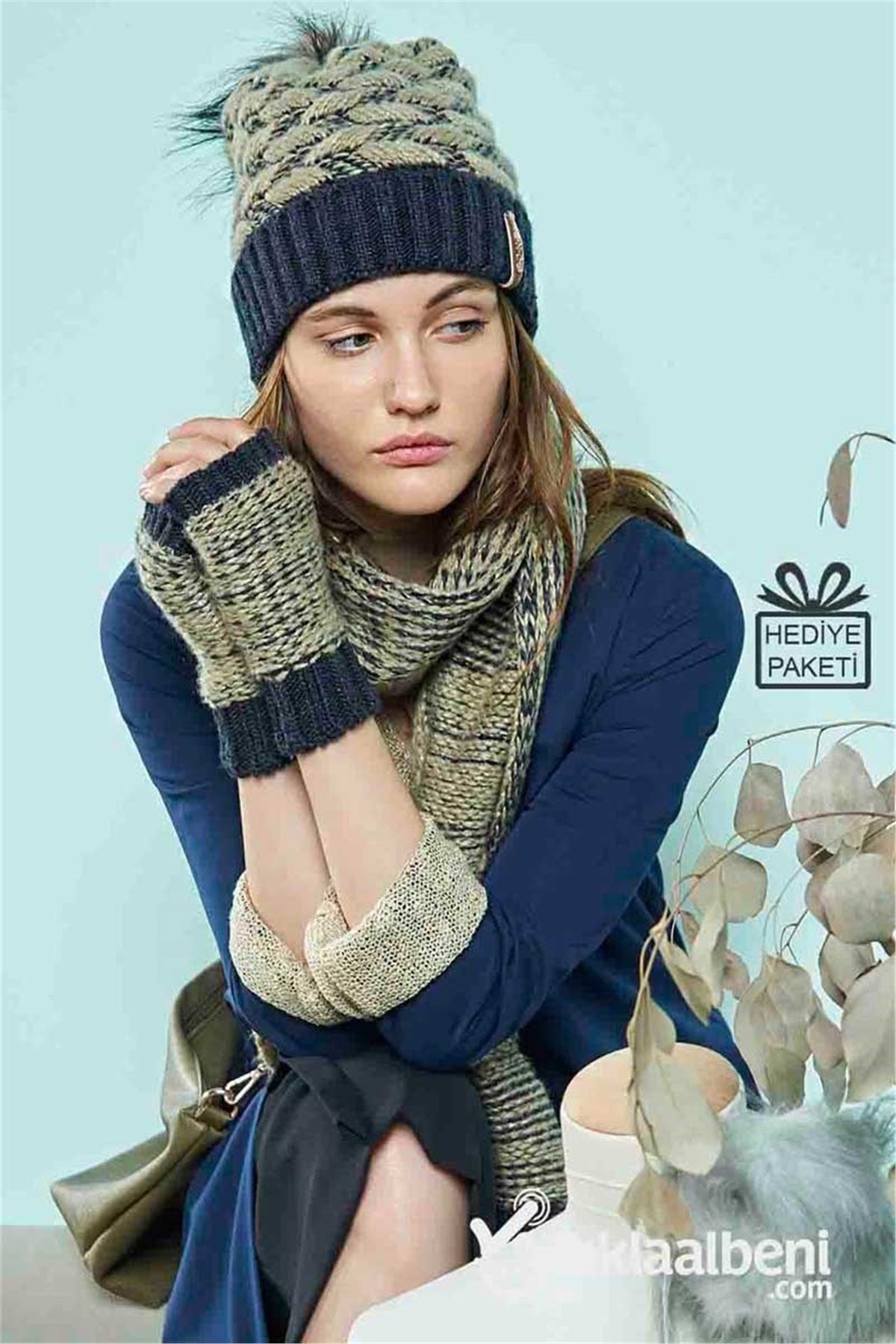 Ayışığı Atkı Bere Eldiven Takım FNM-3075