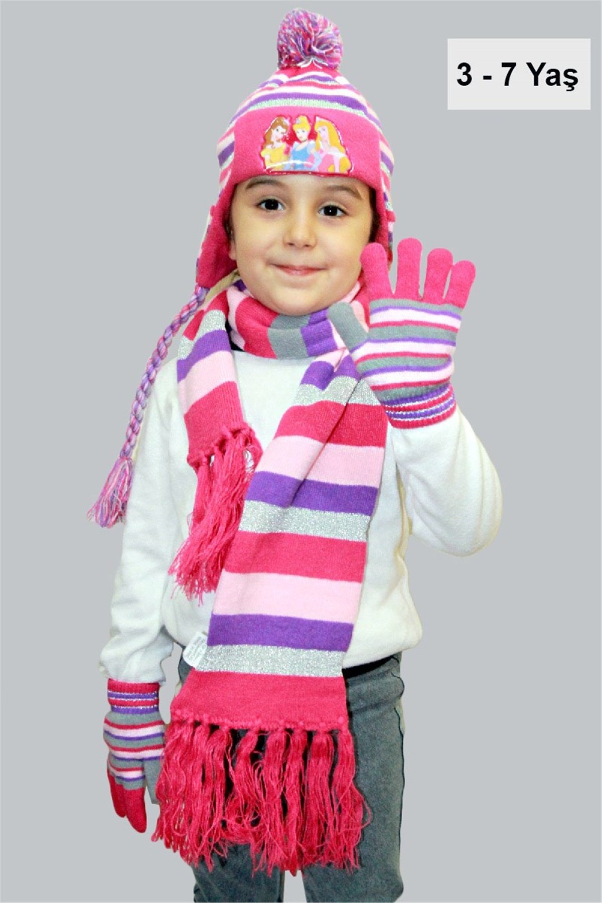 Elisa Kız Çocuk Atkı Bere Eldiven Takım - HM25005