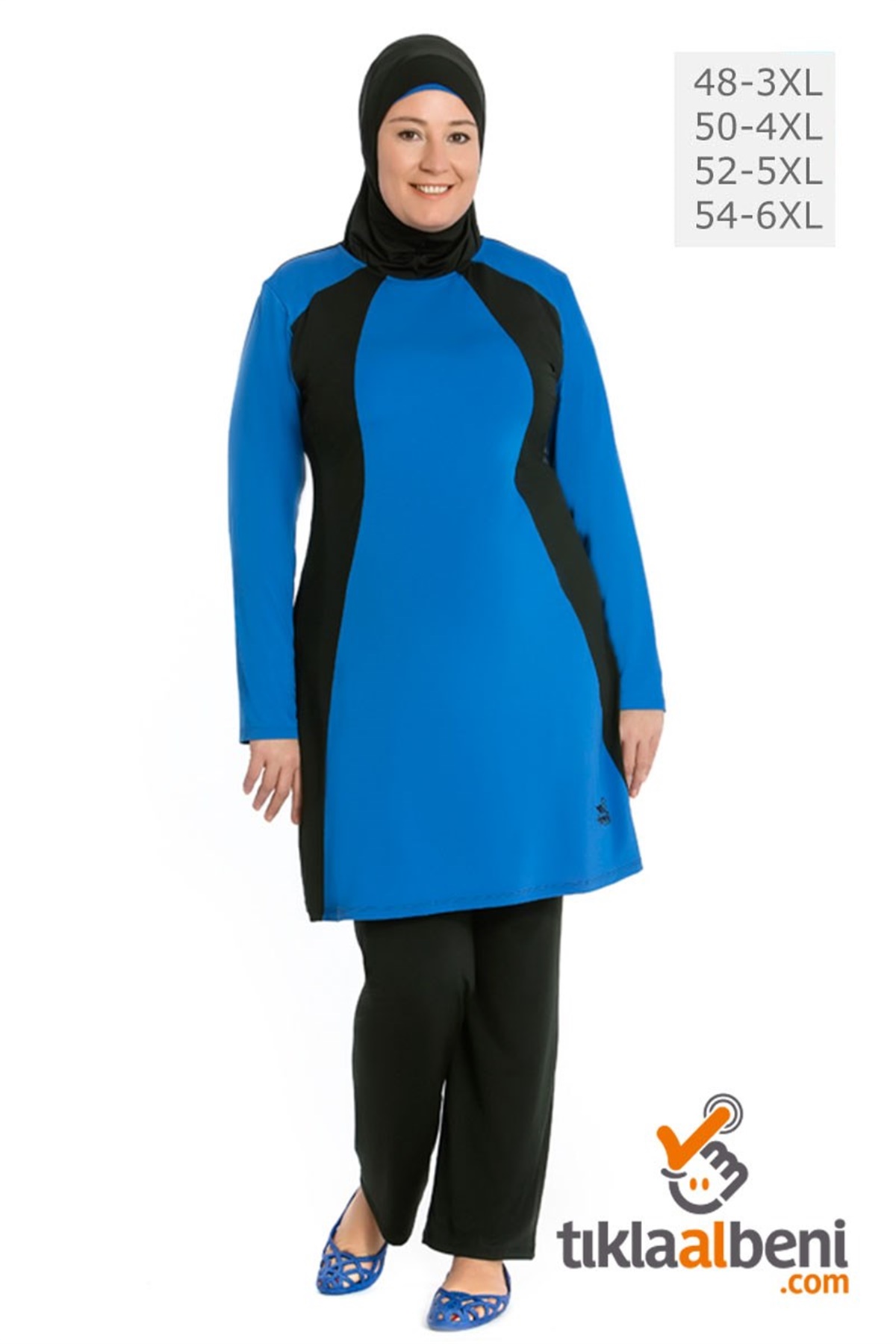 Büyük Beden Likralı Tesettür Dalga 227291 Sax Mavi