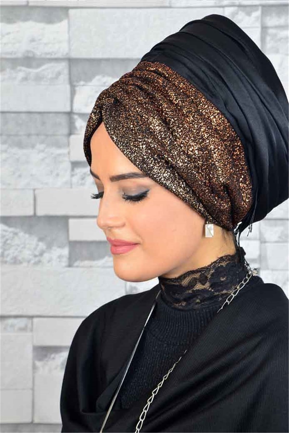 Bakır ve Siyah Karması Bandana Pratik Şal BND6051