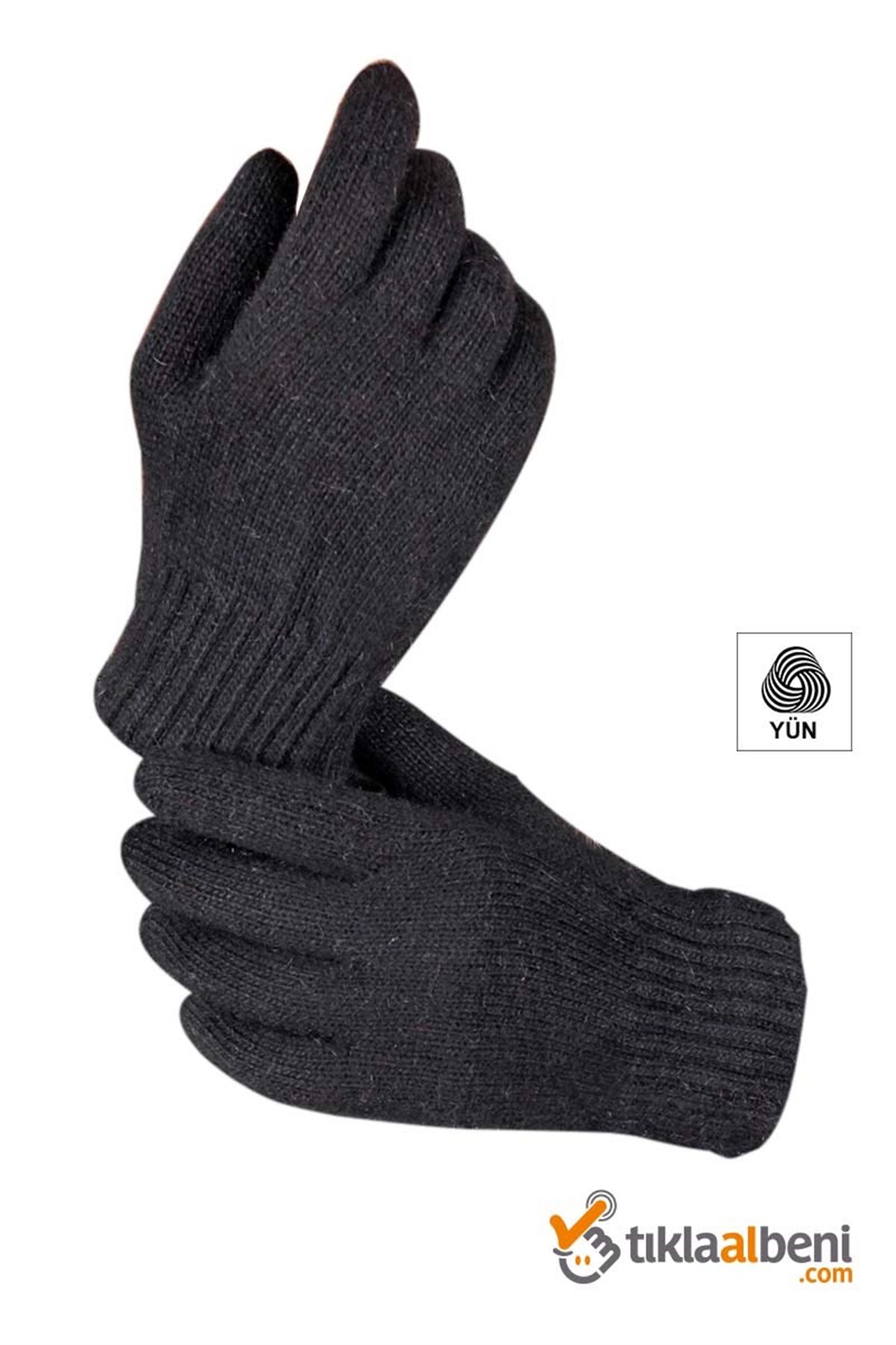 Bayan Angora Yün Eldiven FO-5502 Siyah