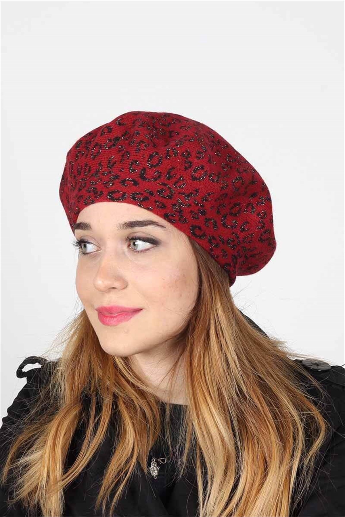 Bayan Leopar Desenli Ressam Bere 20431 - Kırmızı