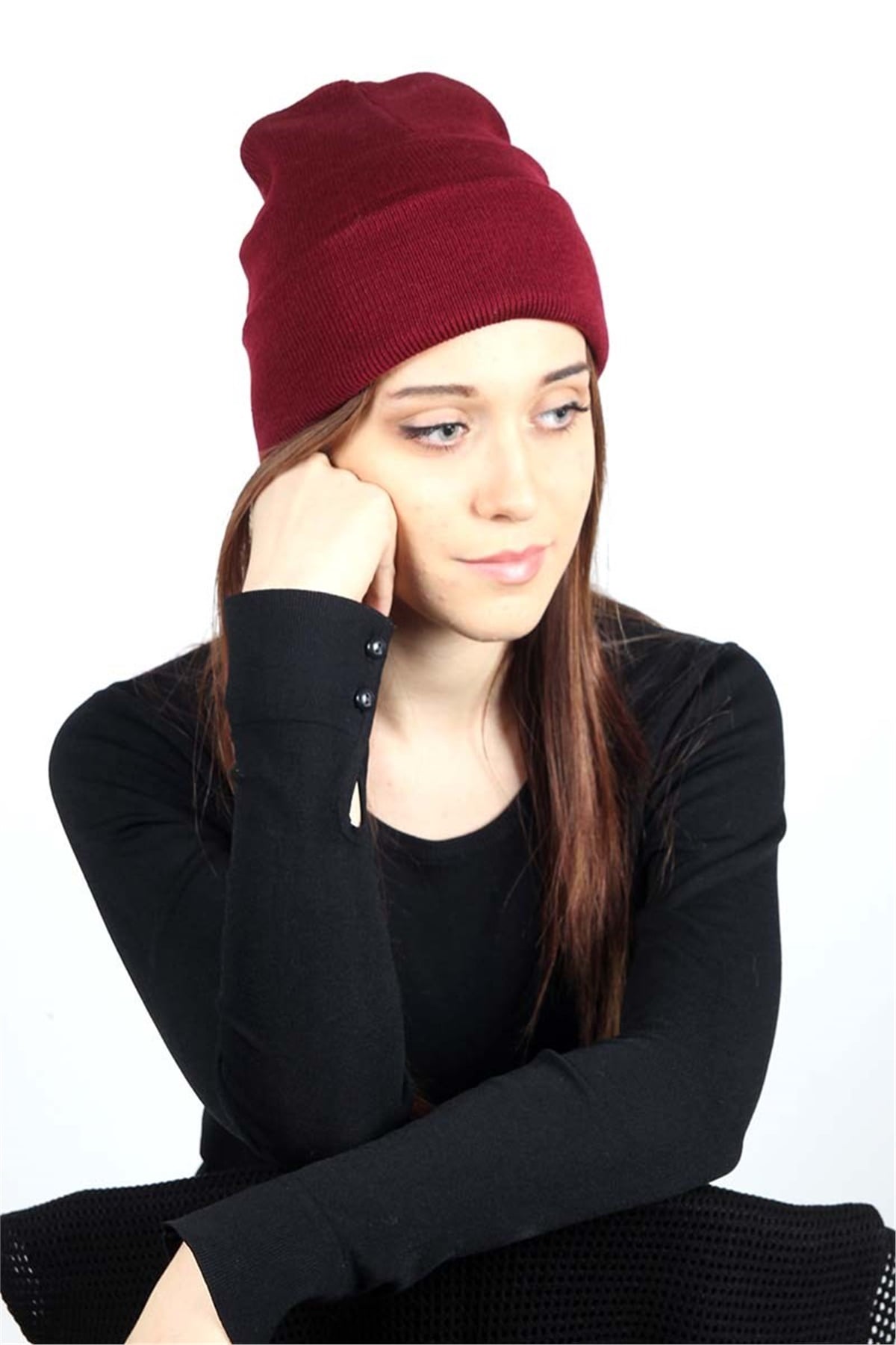 Bordo Kışlık Bere, Kışlık Uygun Fiyatlı Bere B11559-2