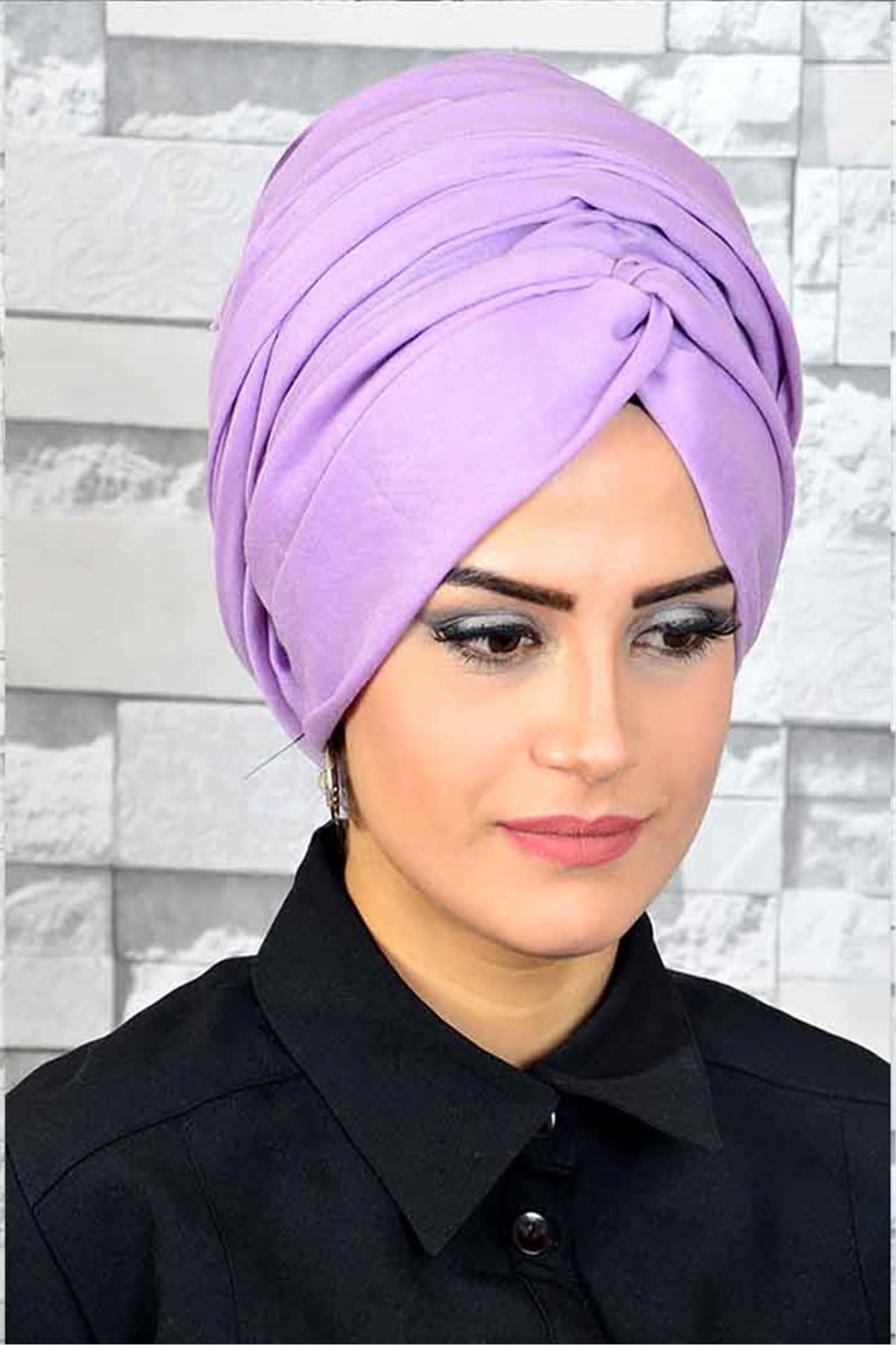 Burgu Bandana Lila Bone Hazır Şal bnd3029
