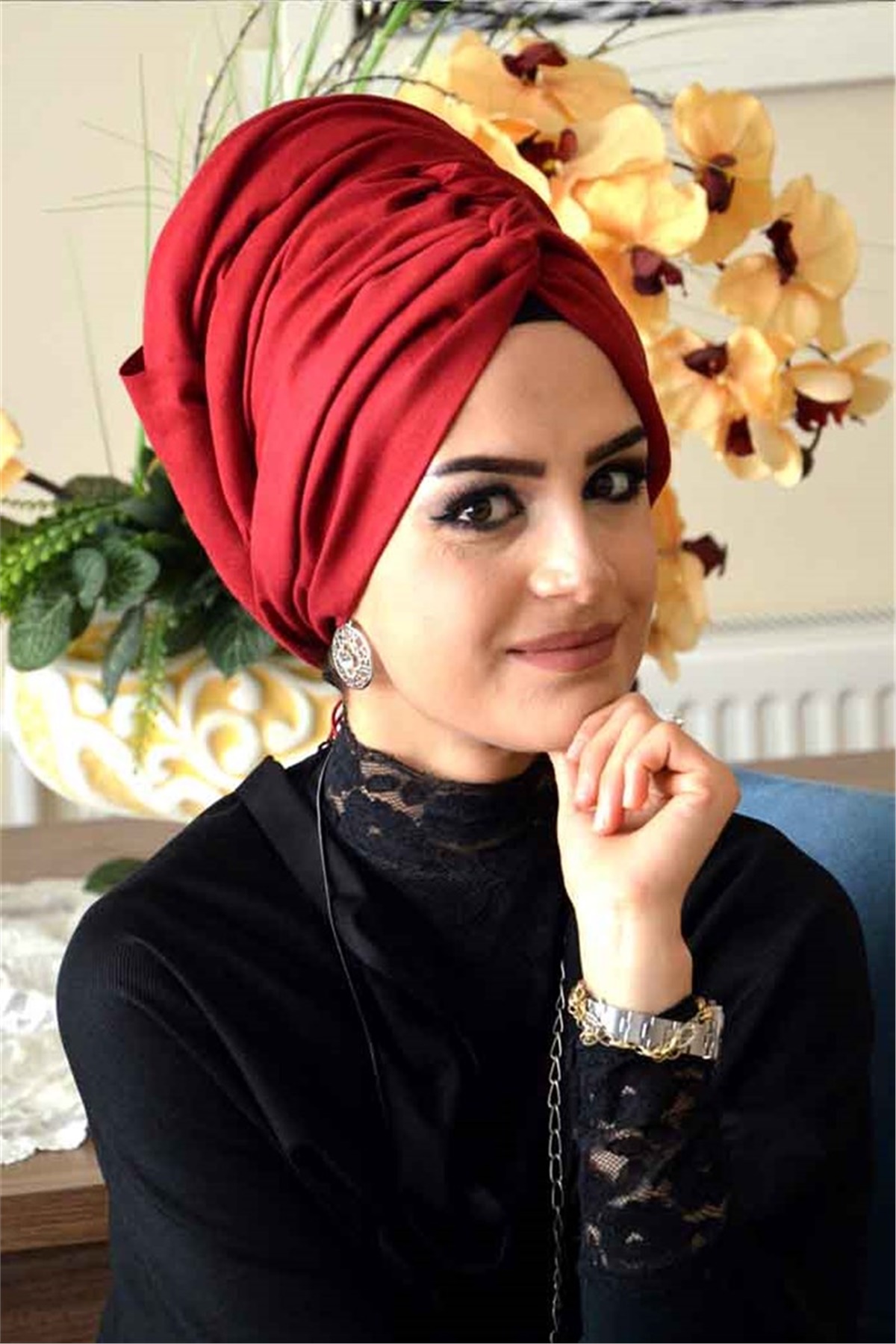 Burgu Bordo Bandana Pratik Hazır  Şal BND3005