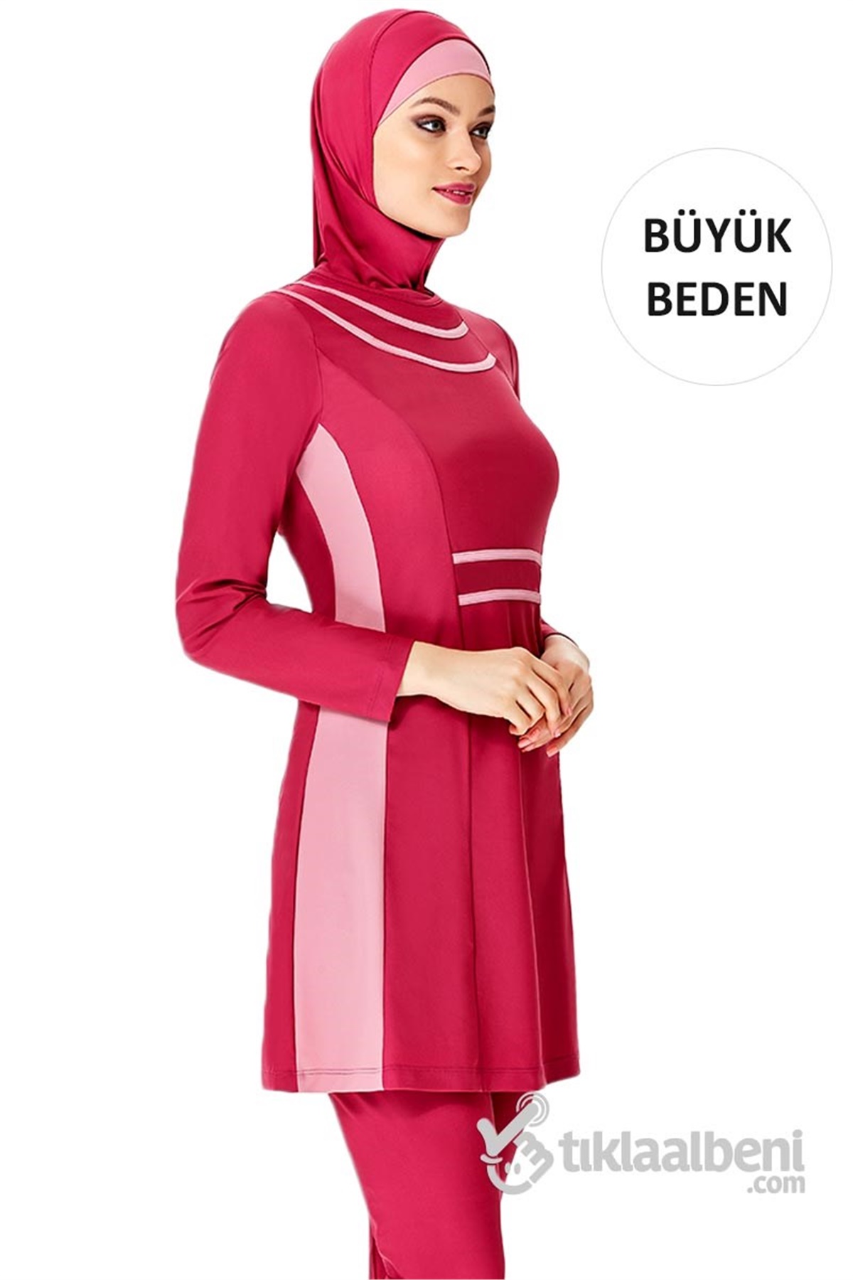 Büyük Beden Esnek Tam Tesettür Mayo Adasea 614043 Mürdüm