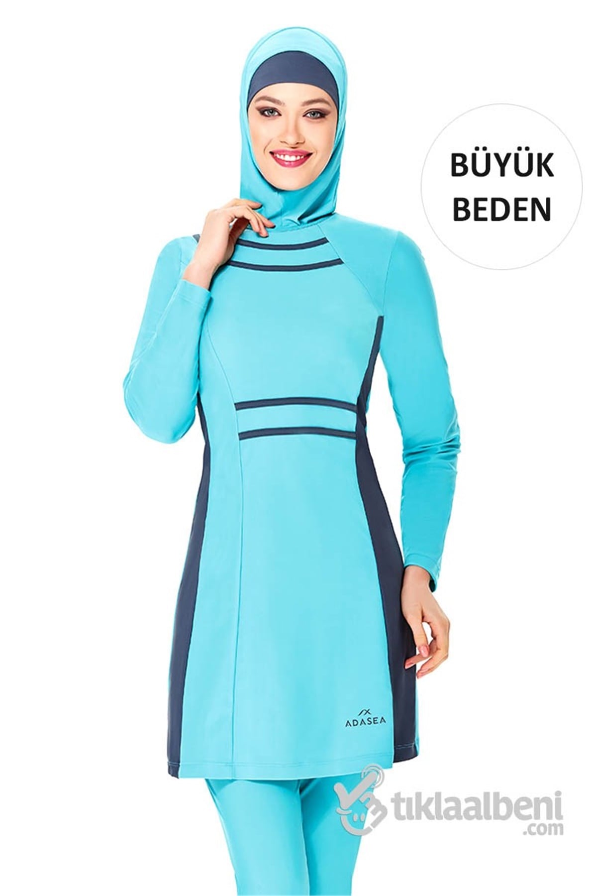 Büyük Beden Esnek Tam Tesettür Mayo Adasea 614043 Mint