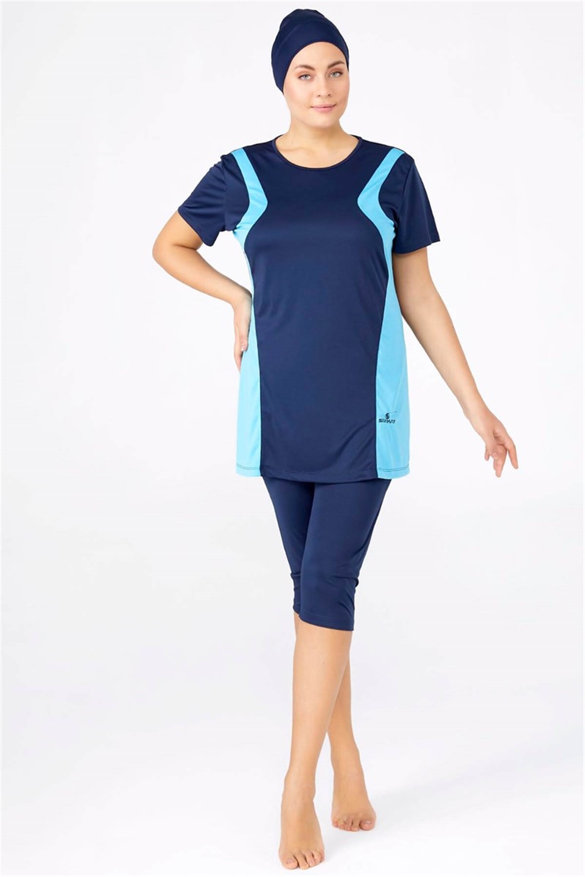 Büyük Beden Kısa Kollu Tesettür Mayo 3XL, 4XL, 5XL, 6XL