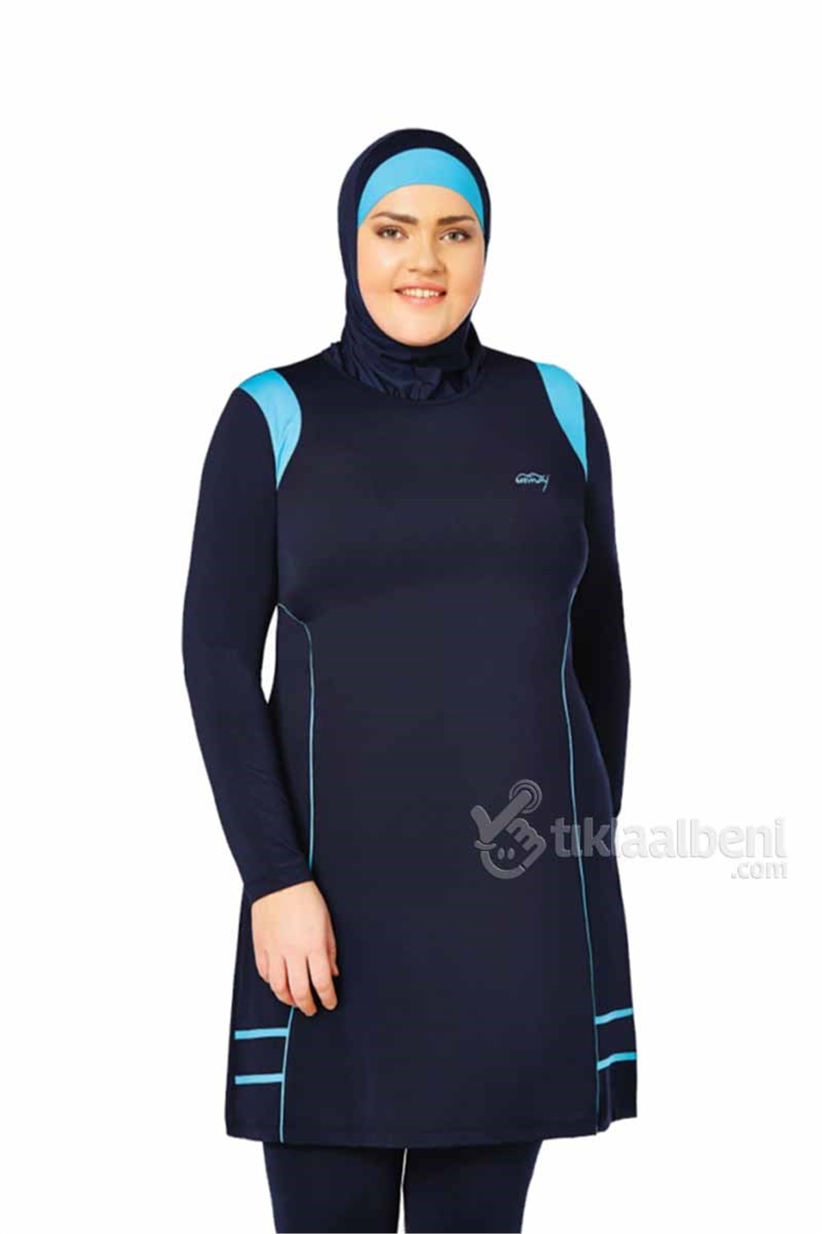 Büyük Beden Tam Kapalı Tesettür Mayo Tesmay 220133 Koyu Lacivert