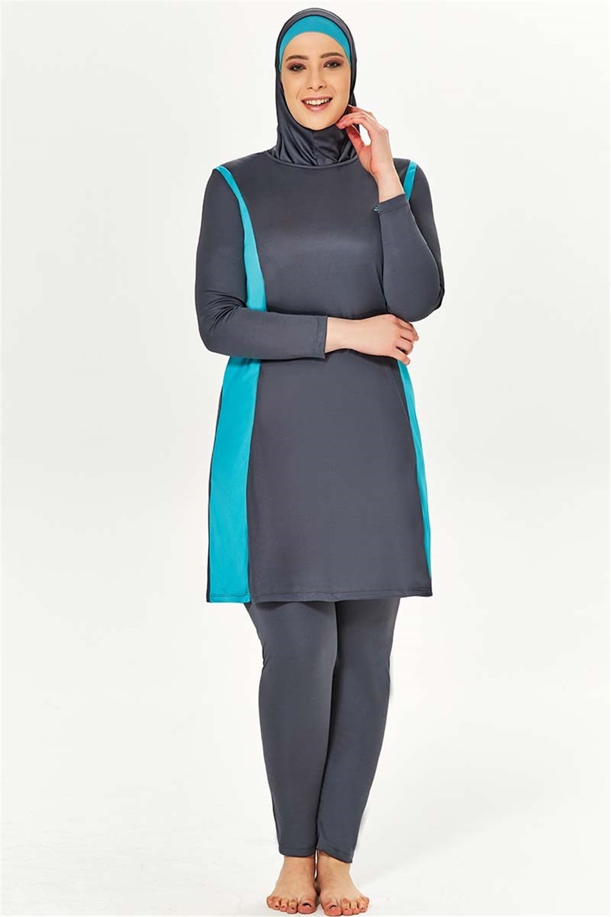 Büyük Beden Tesettür Mayo Tesmay 1120725 Antrasit