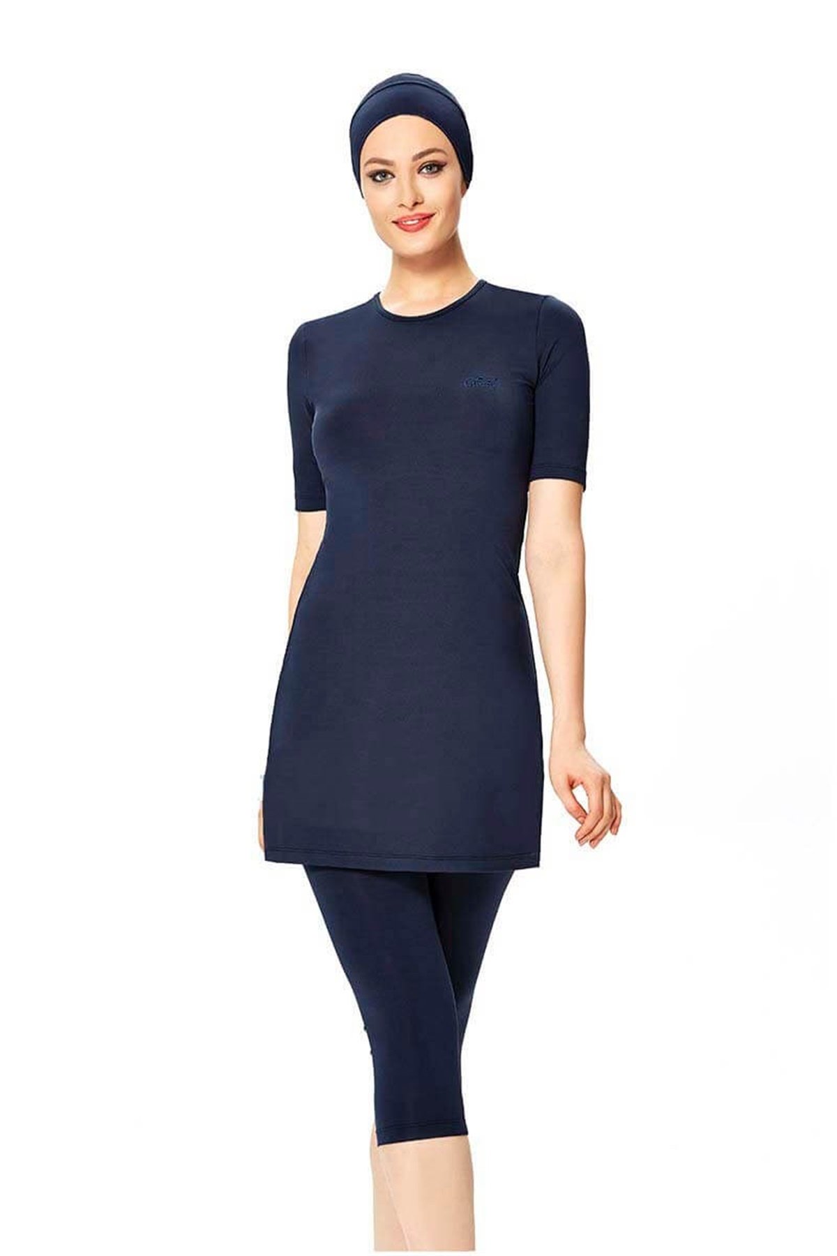 Büyük Beden Yarı Tesettür Mayo Tesmay 22098  K.Lacivert