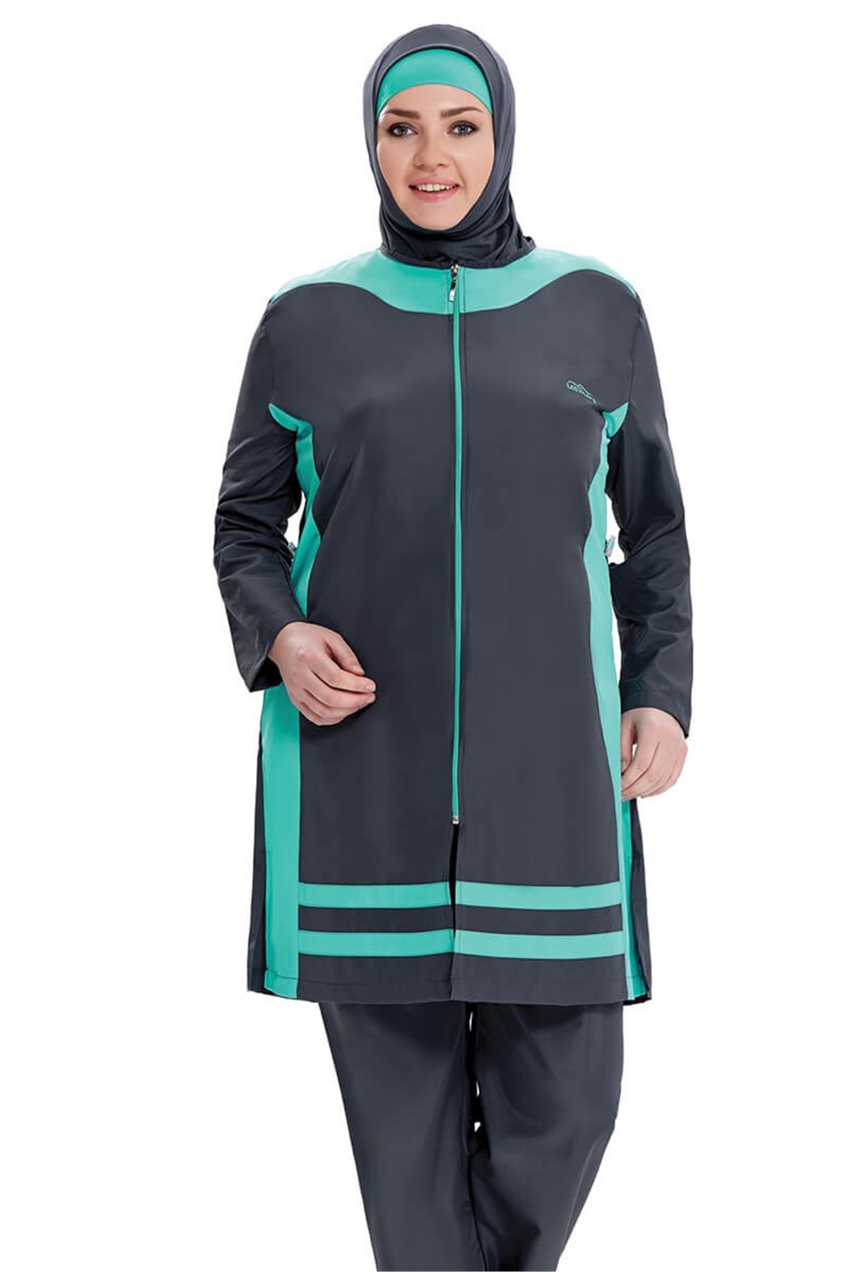 Büyük Beden Tam Tesettür Mayo Tesmay 22089 Antrasit