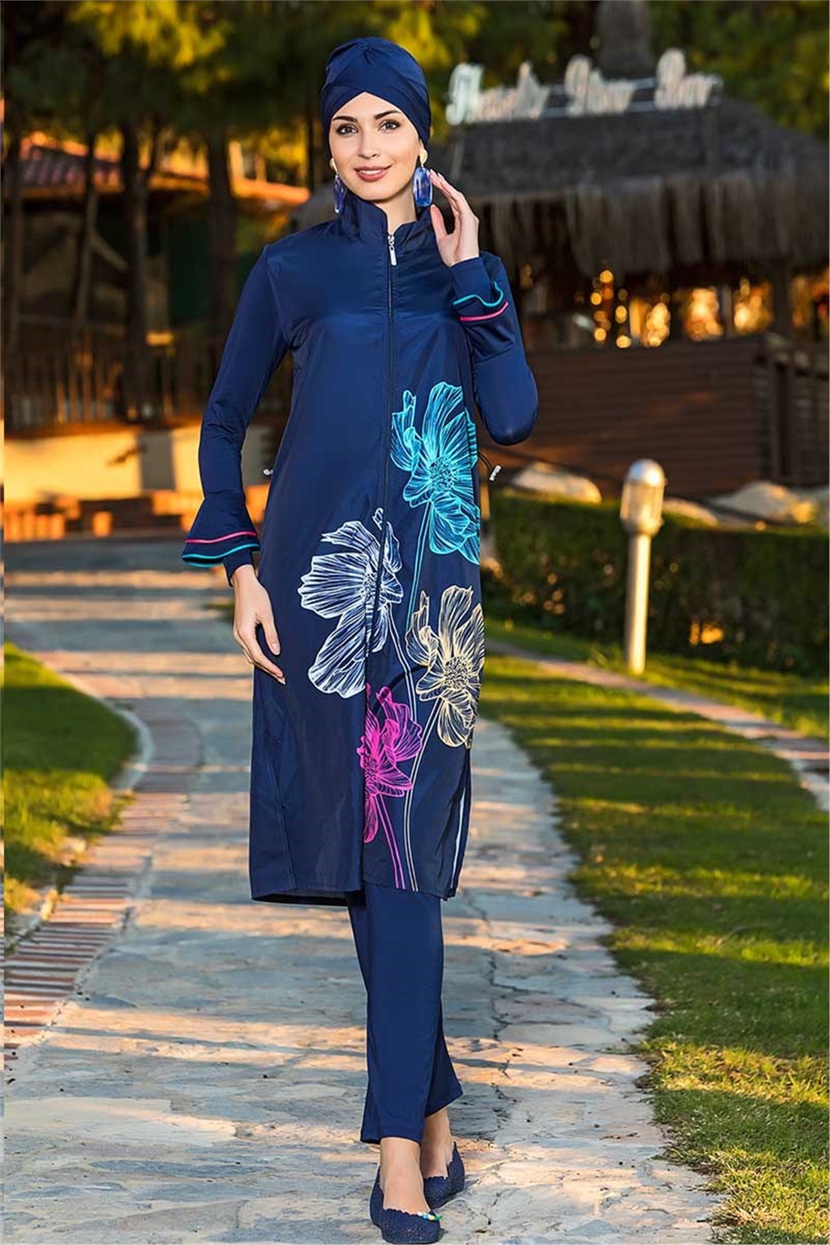 Floar Tam Kapalı Tesettür Mayo A160 - Lacivert 