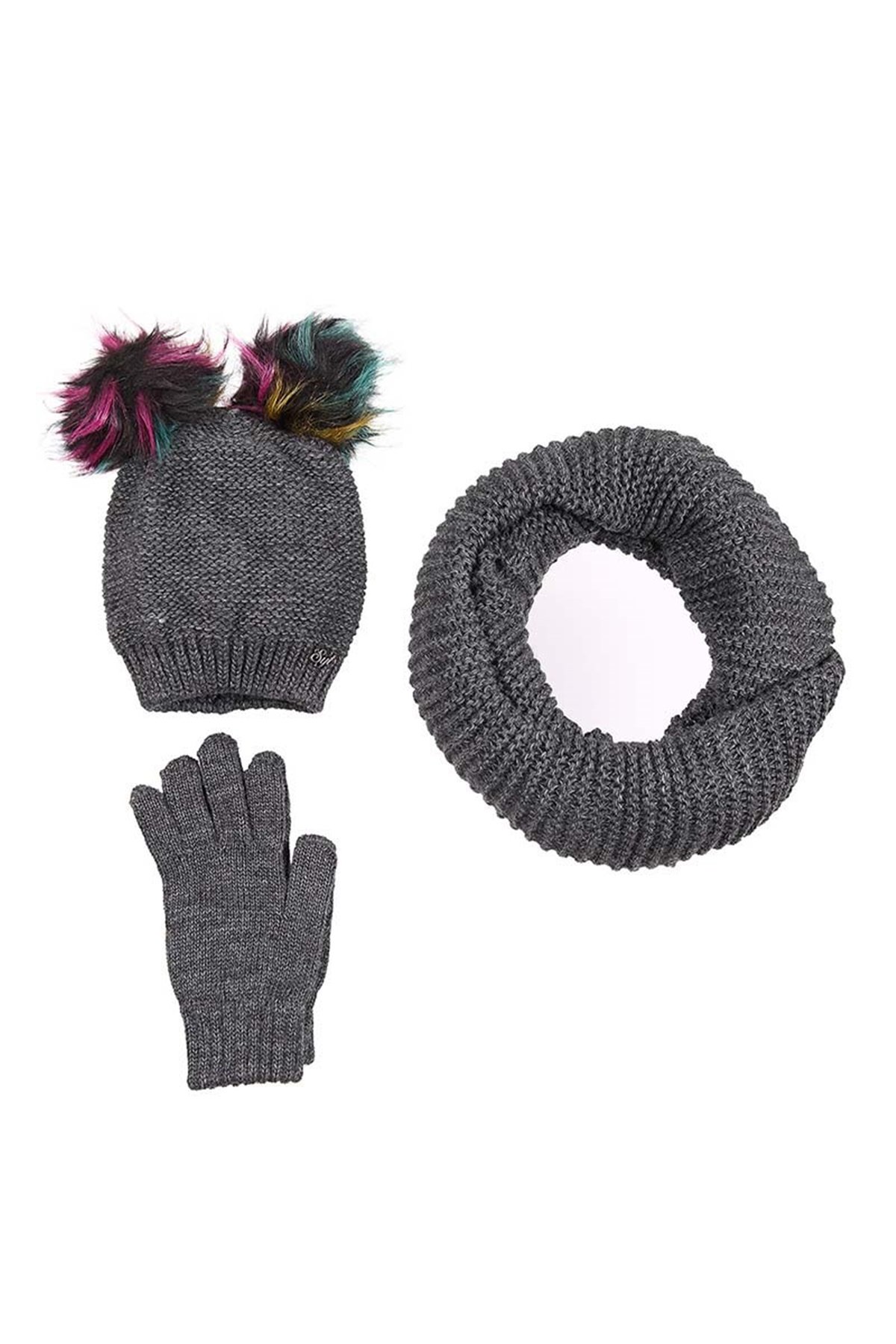 Gwen Kadın Atkı Bere Eldiven Takımı Gri - K8989