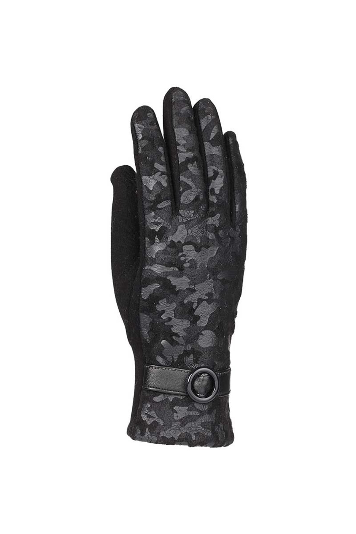 Halka Kemer Detaylı Tarz Kadın Eldiven 82501-11 - Siyah