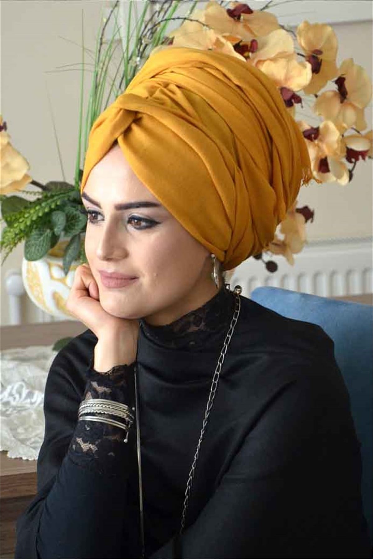 Hardal Rengi Burgu Bandana Pratik Şal BND3003