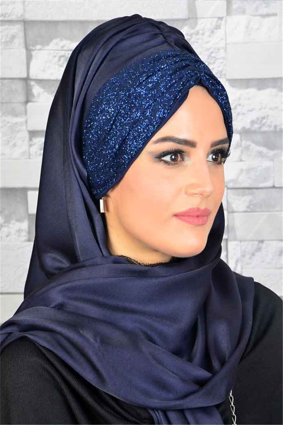 Hazır Lacivert Bandana Pratik Şal BND6054