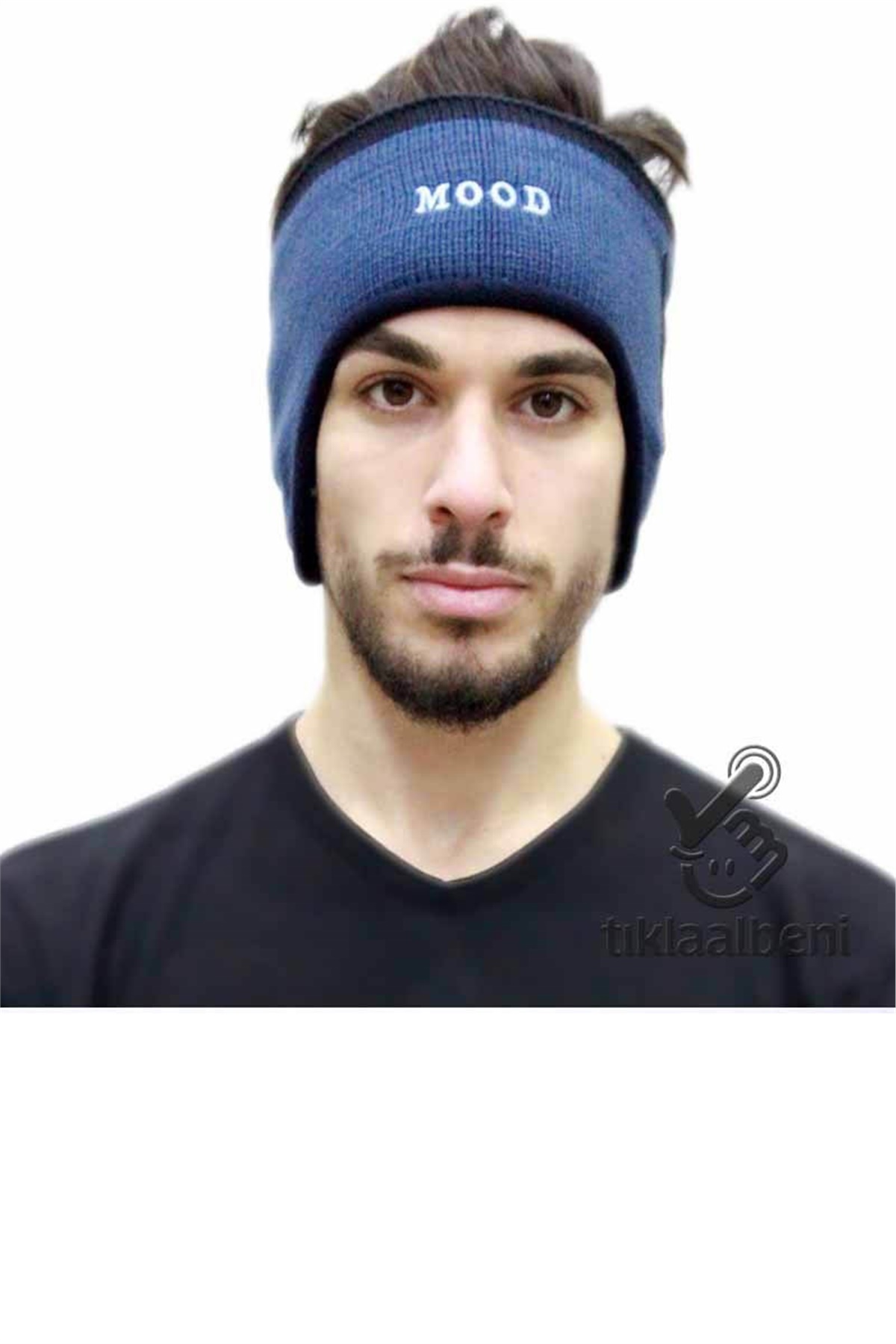 İçi Polarlı ve Kulaklı Bandana  - Mood 21111 Mavi