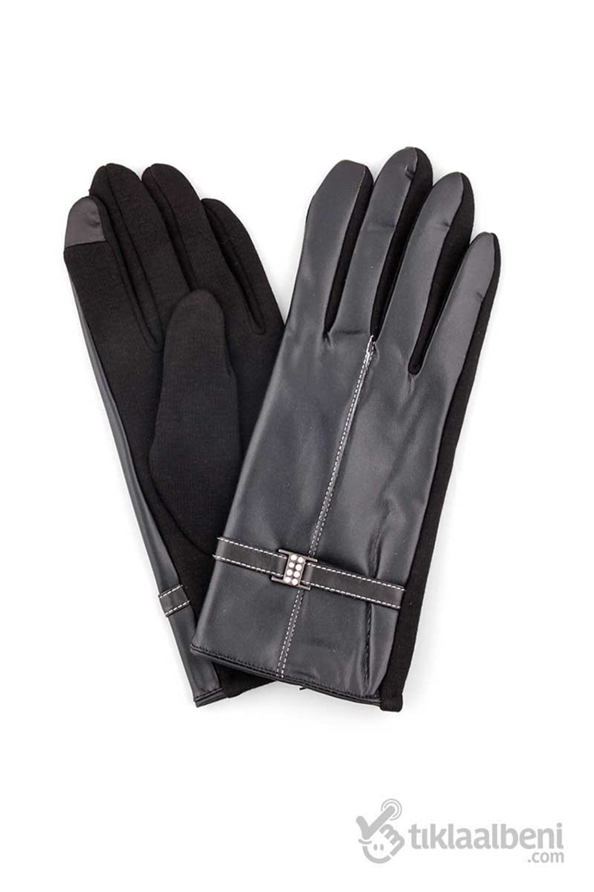 Kadın Deri Eldiven, Suni Deri Eldiven MWG102 Siyah