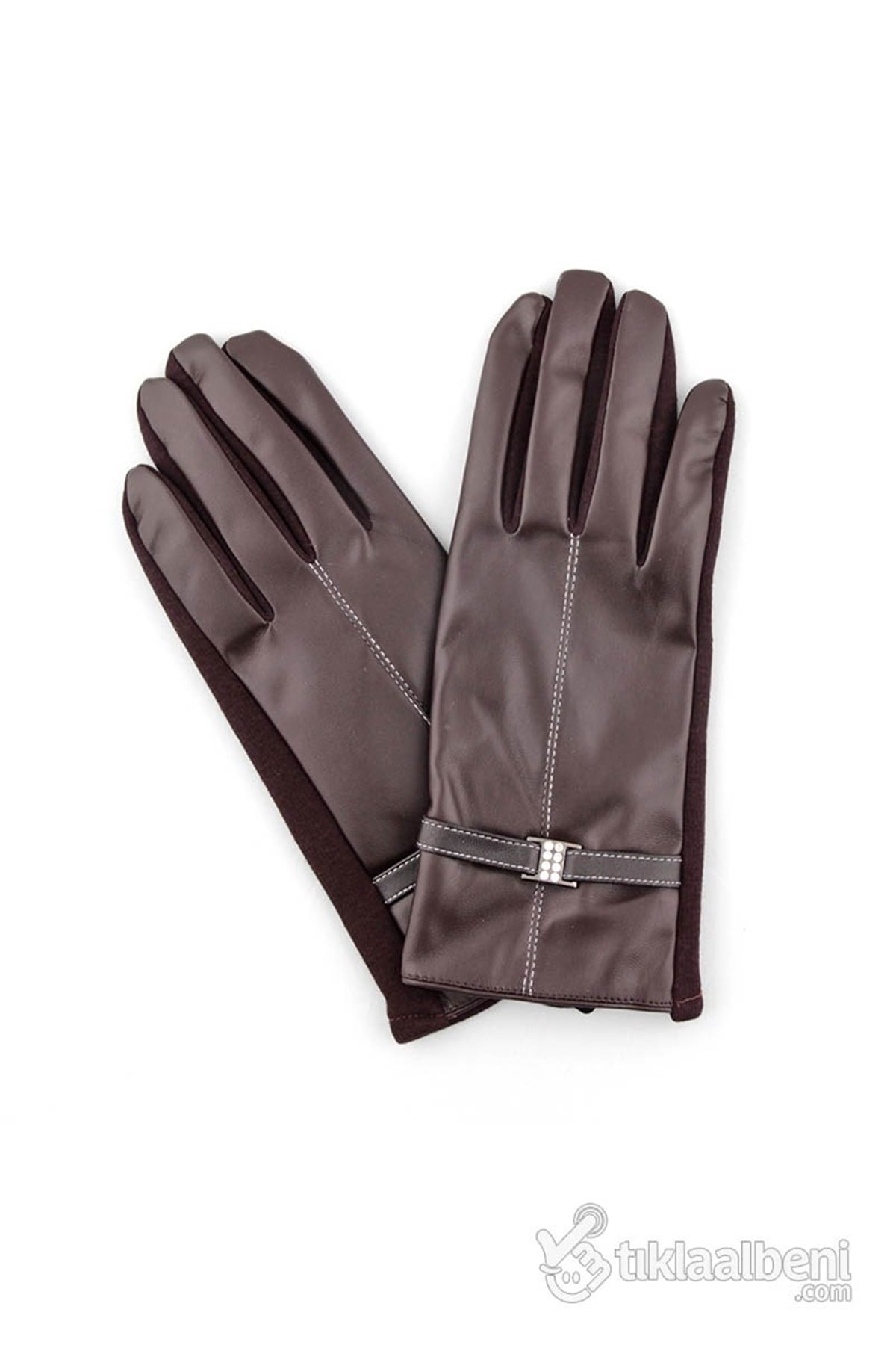 Kadın Deri Eldiven, Suni Deri Eldiven MWG102 Kahverengi