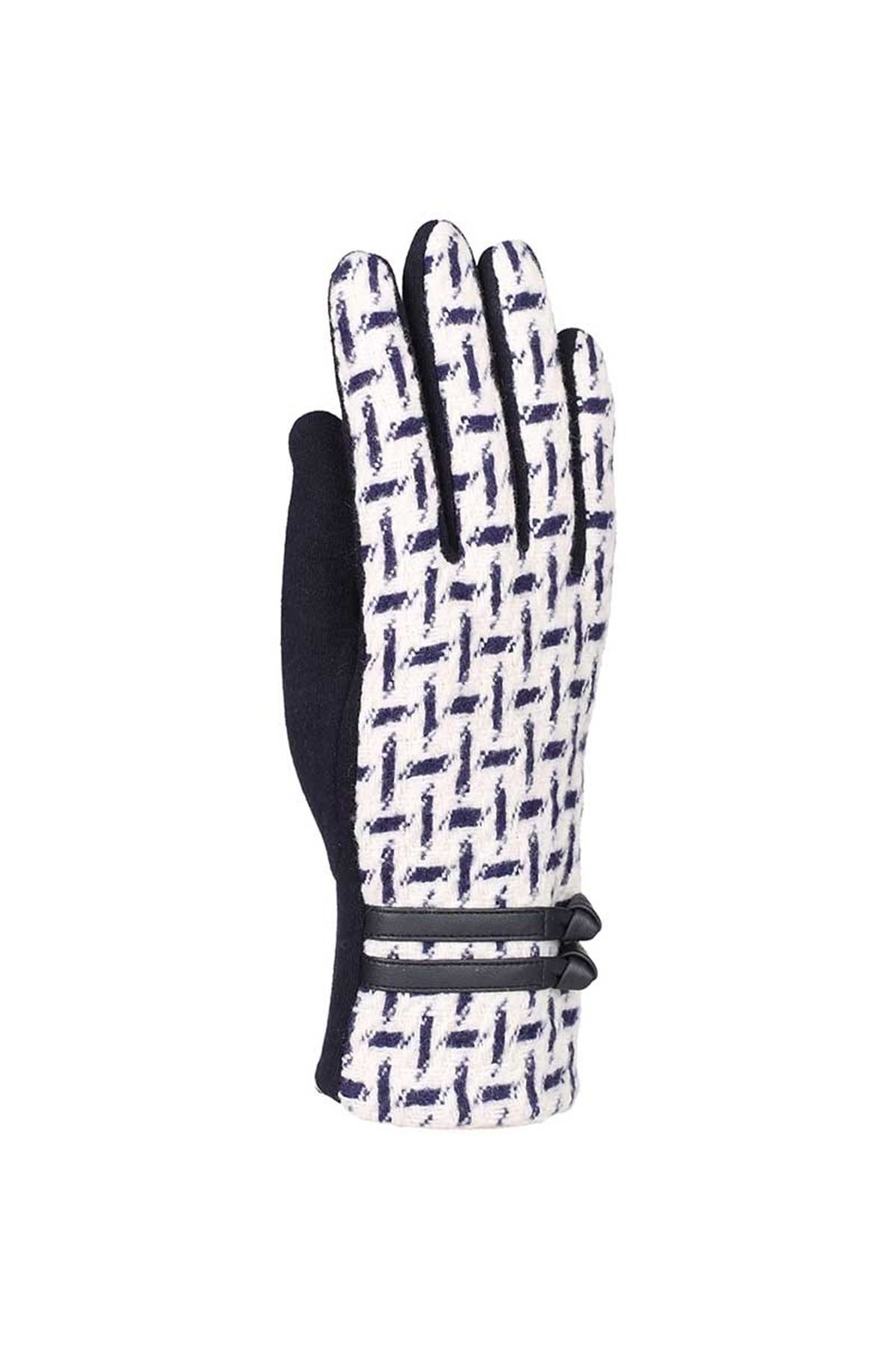 Kadın Lüx Desenli Eldiven 82501-10 - Beyaz