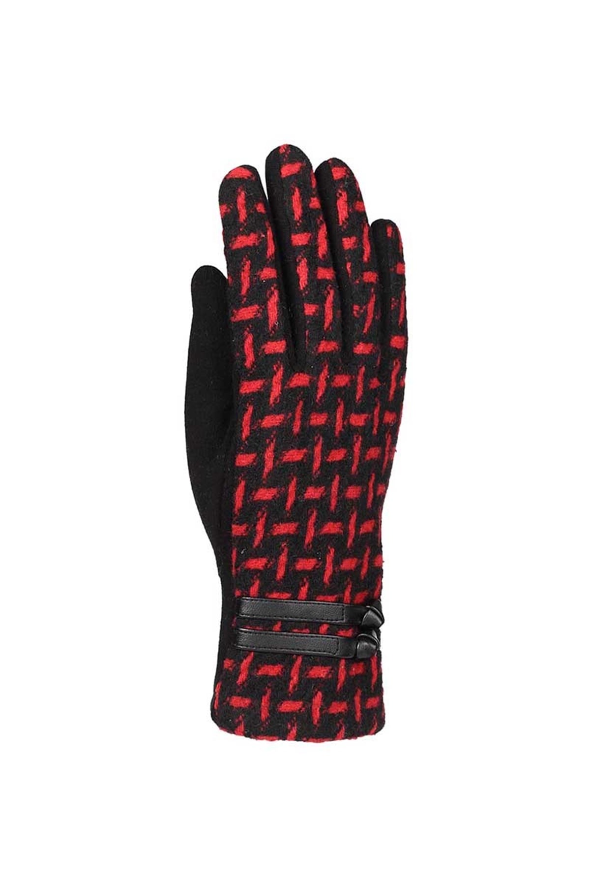 Kadın Lüx Desenli Eldiven 82501-10 - Kırmızı